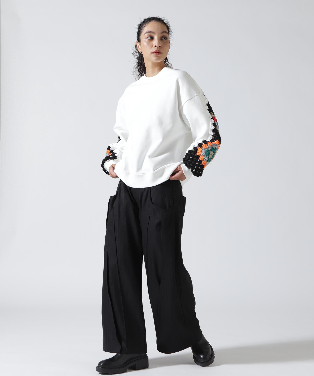 Knuth Marf（クヌースマーフ）pierced drape pants(unisex)/stripegray
