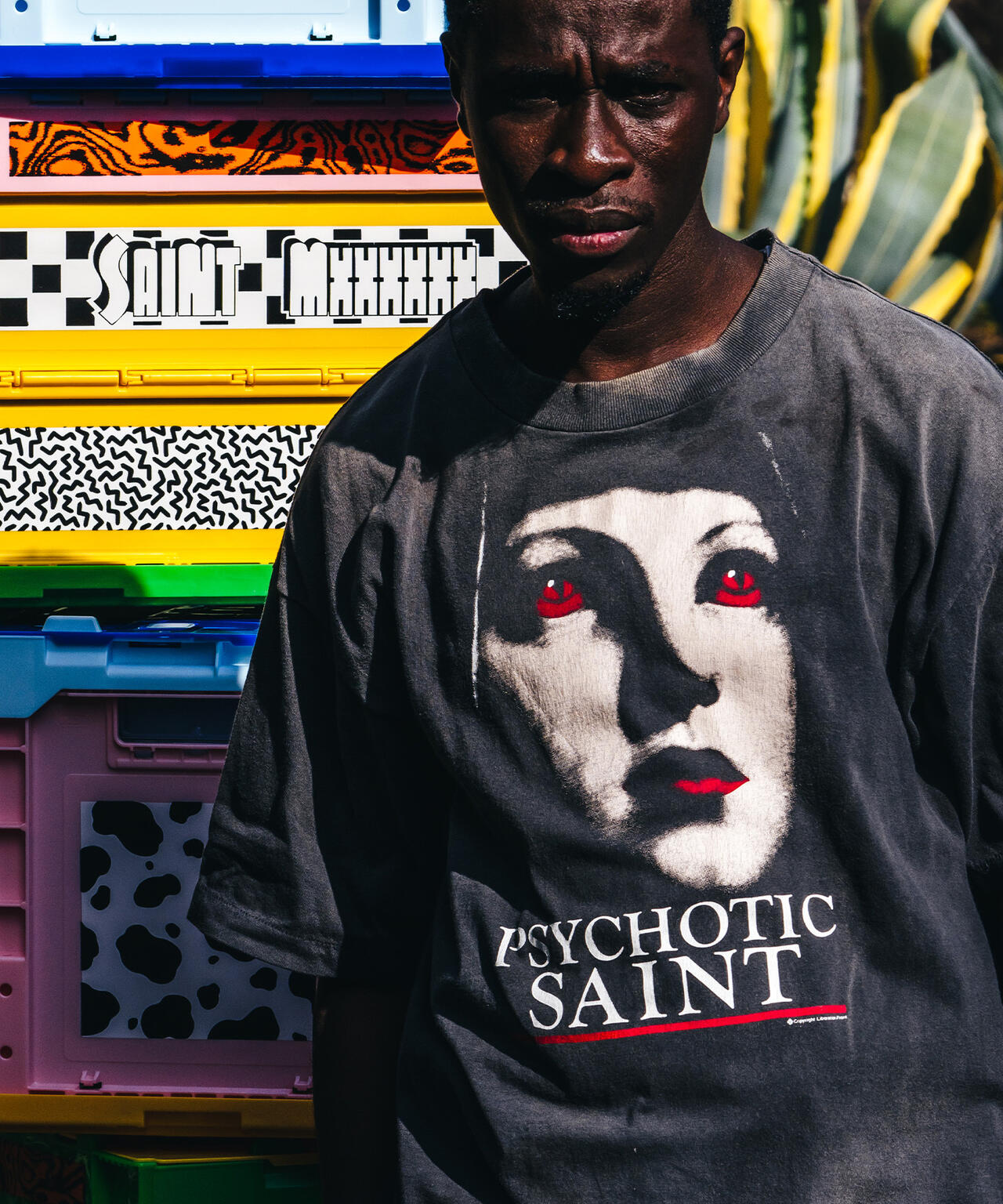 SAINT MICHAEL/セントマイケル/SS TEE / PSYCHOTIC SNT /BLACK | ROYAL
