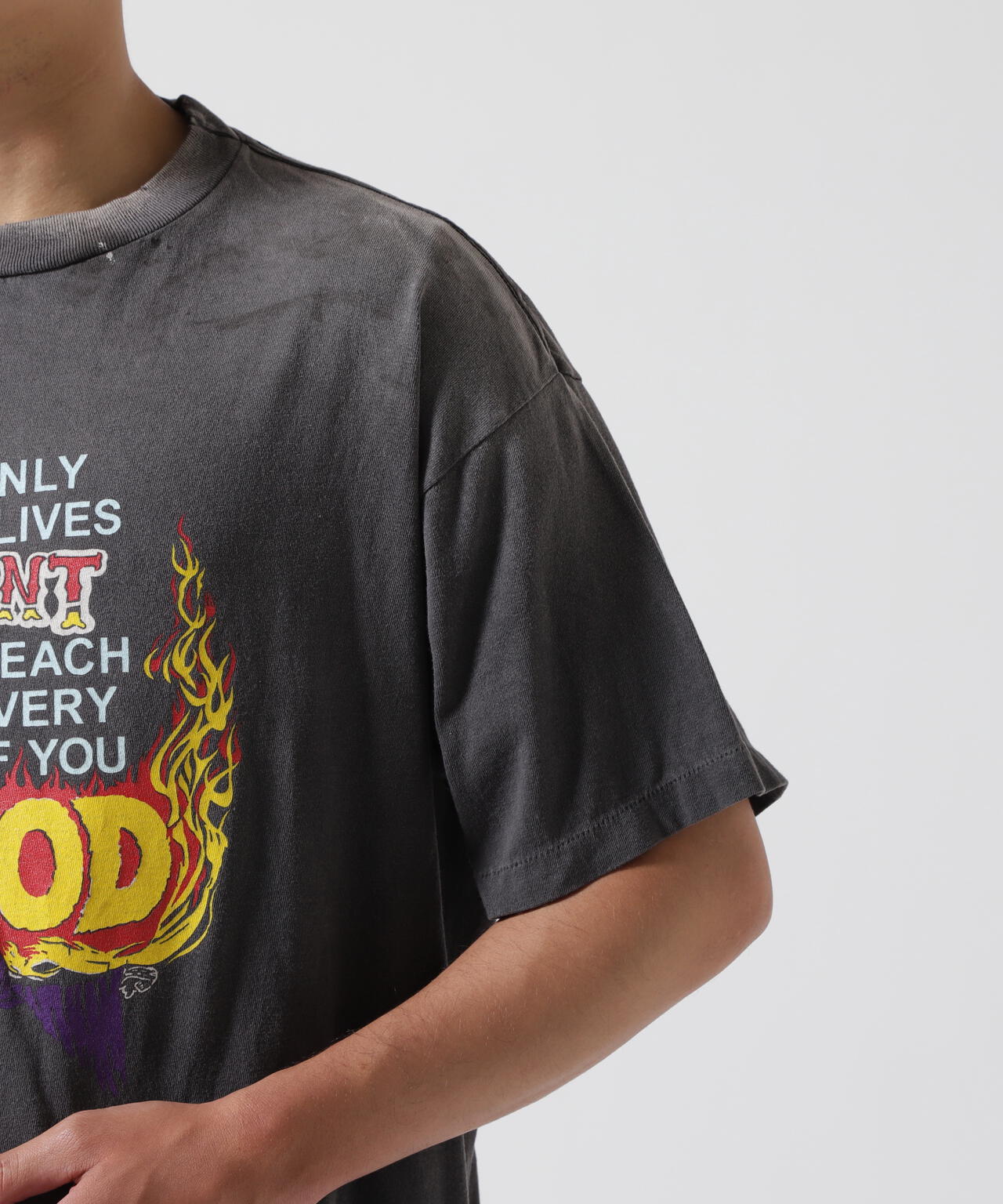 SAINT MICHAEL/セントマイケル/NH SS TEE STHD.HOOD BLACK | ROYAL