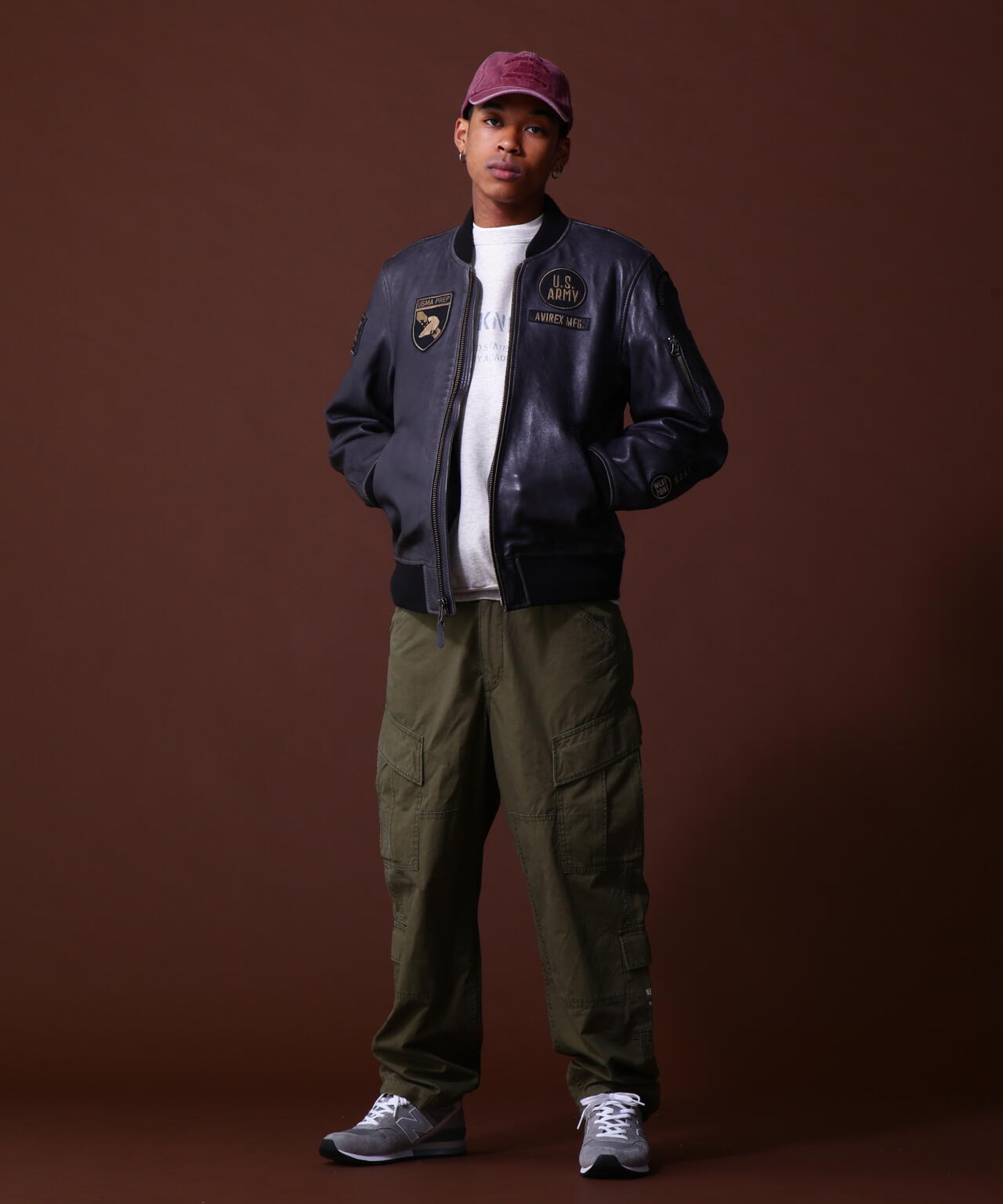 COLLECTION》AGED LEATHER TYPE MA-1 JACKET WEST POI | AVIREX