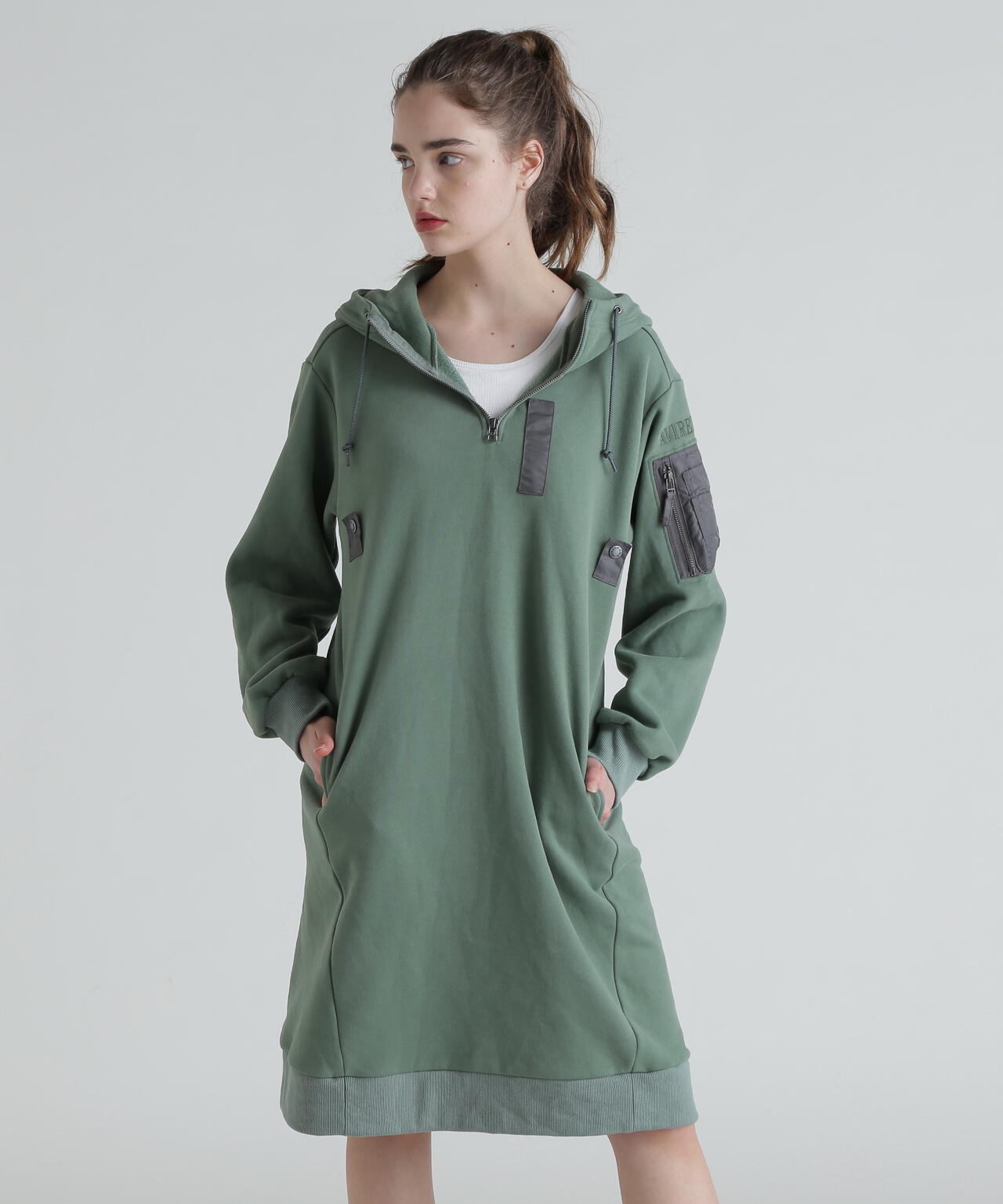 HOODIE NYLON MILITARY ONEPIECE/フーディーナイロン ミリタリー