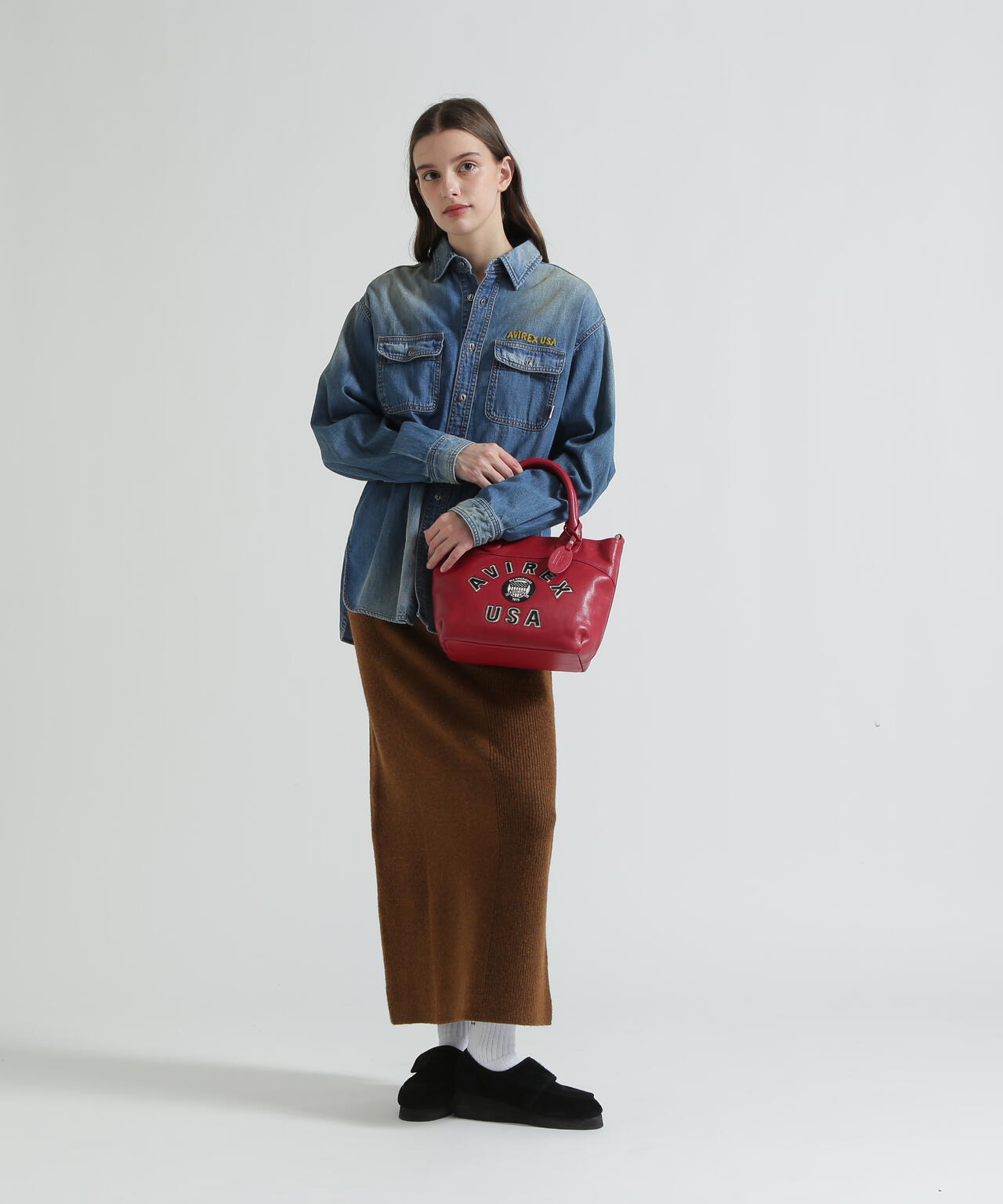 直営店限定》VARSITY LEATHER MINI TOTE BAG / AVX5626 | AVIREX