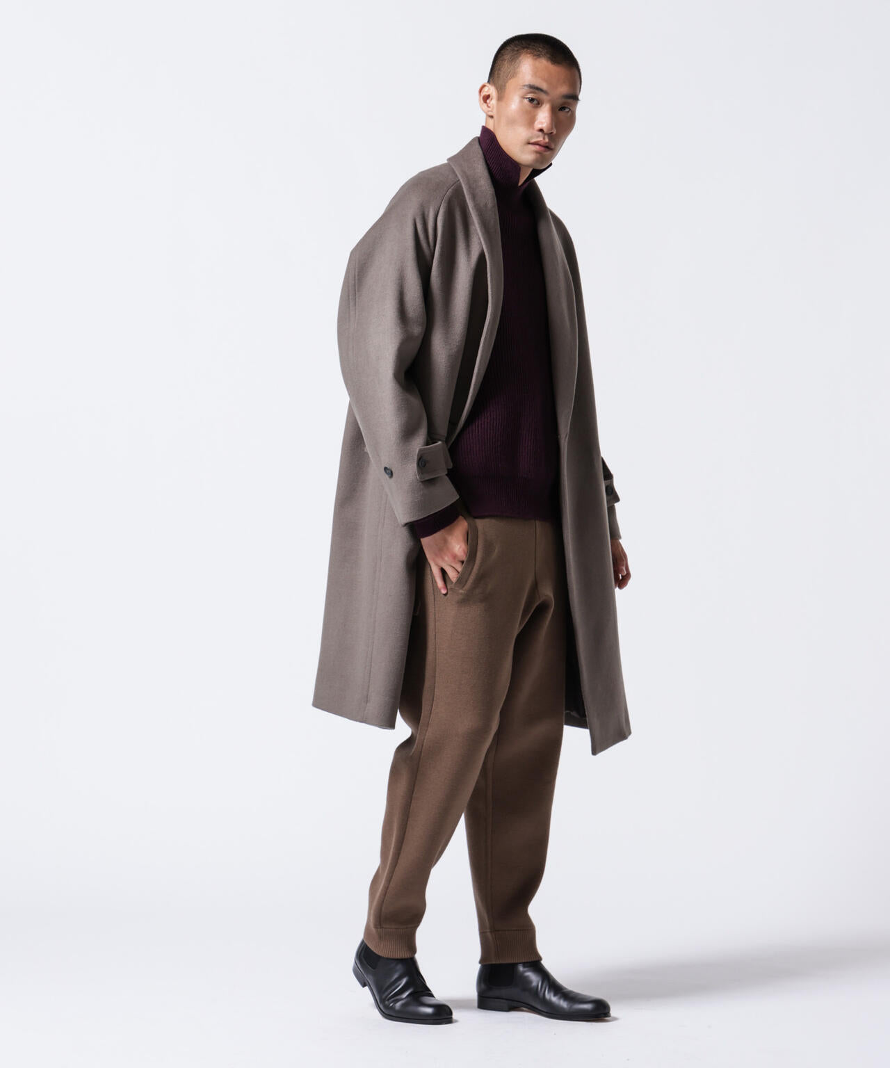 ASSEMBLANC｣シルクブレンドダブルクロスショールカラーコート | NANO