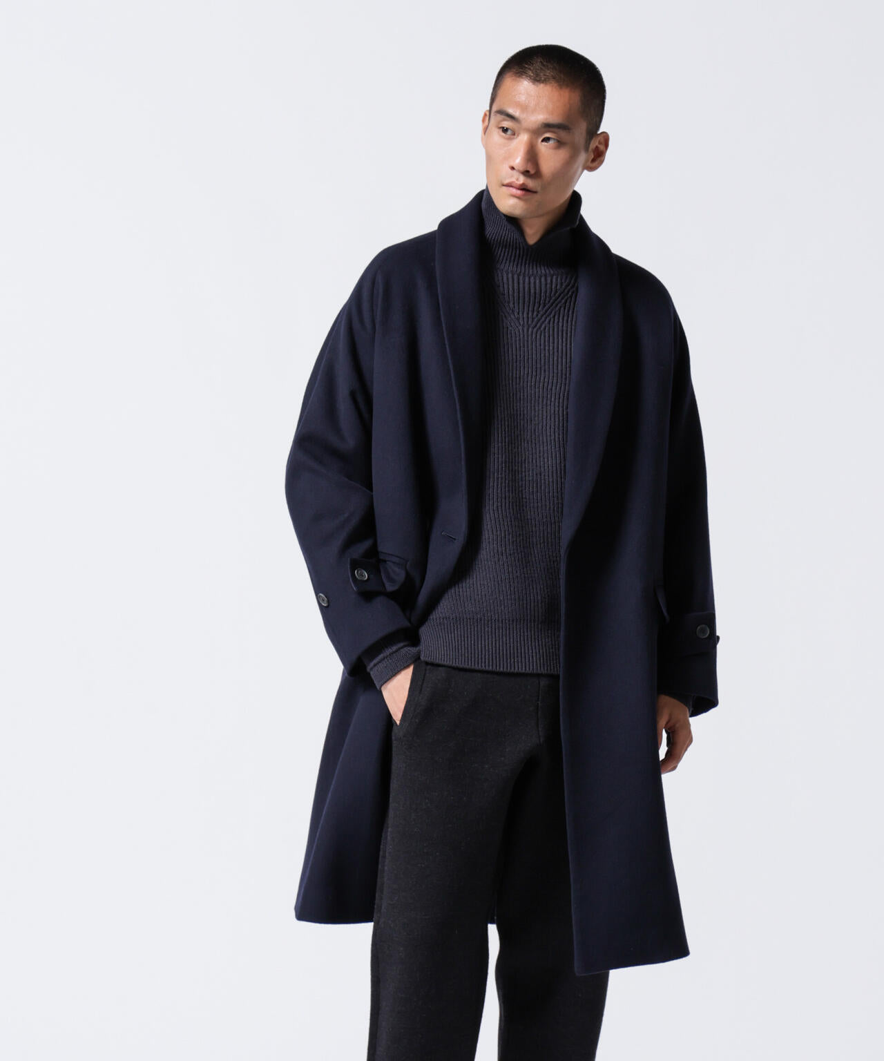 ASSEMBLANC｣シルクブレンドダブルクロスショールカラーコート | NANO