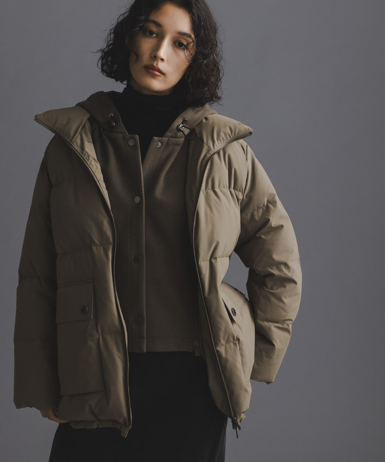 西川ダウン(R)」2WAY異素材フードダウン | NANO universe（ナノ