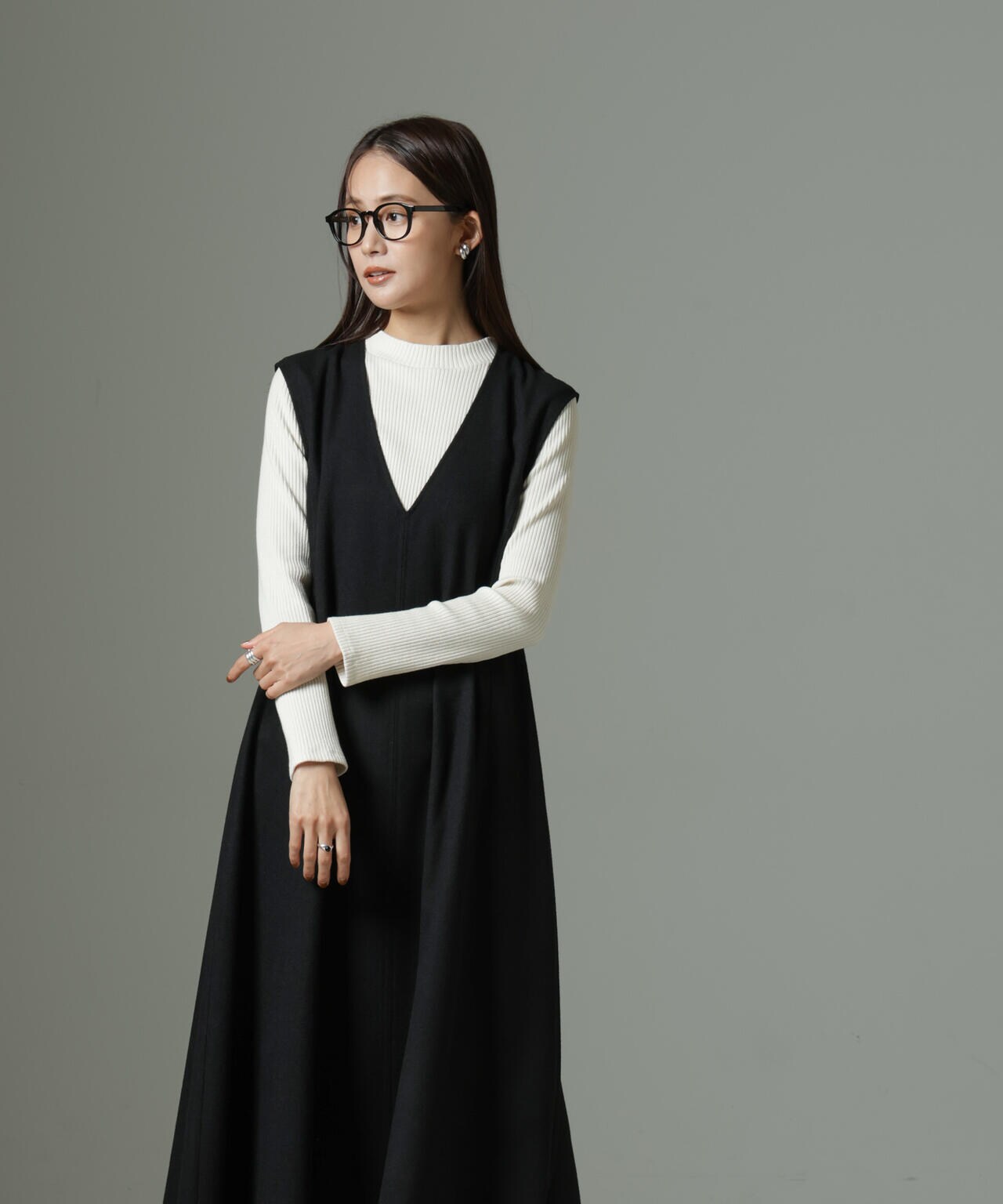 Vネックジャンパースカート | NANO universe（ナノ・ユニバース