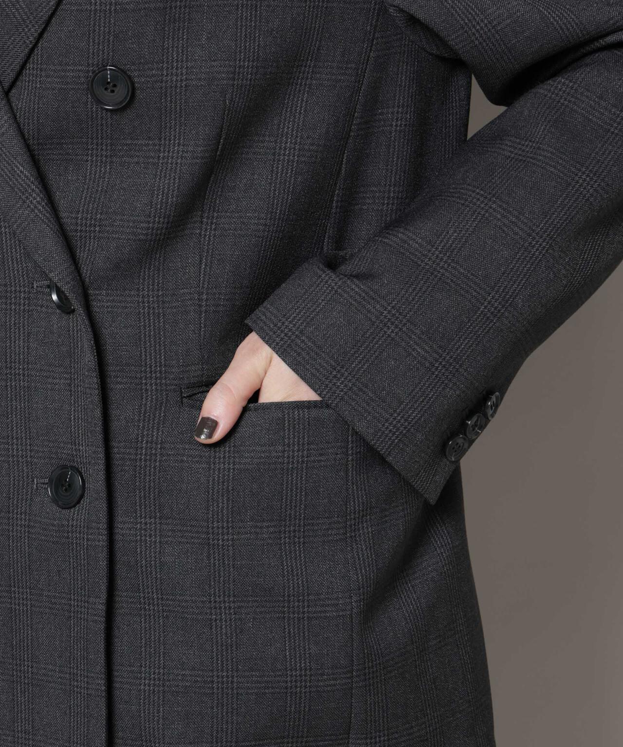 ストレッチサージチェックダブルジャケット(セットアップ可) | NANO