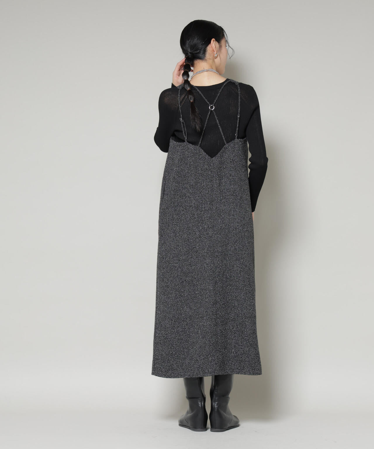 ツイードIラインワンピース×シアーリブニットセット | NANO universe