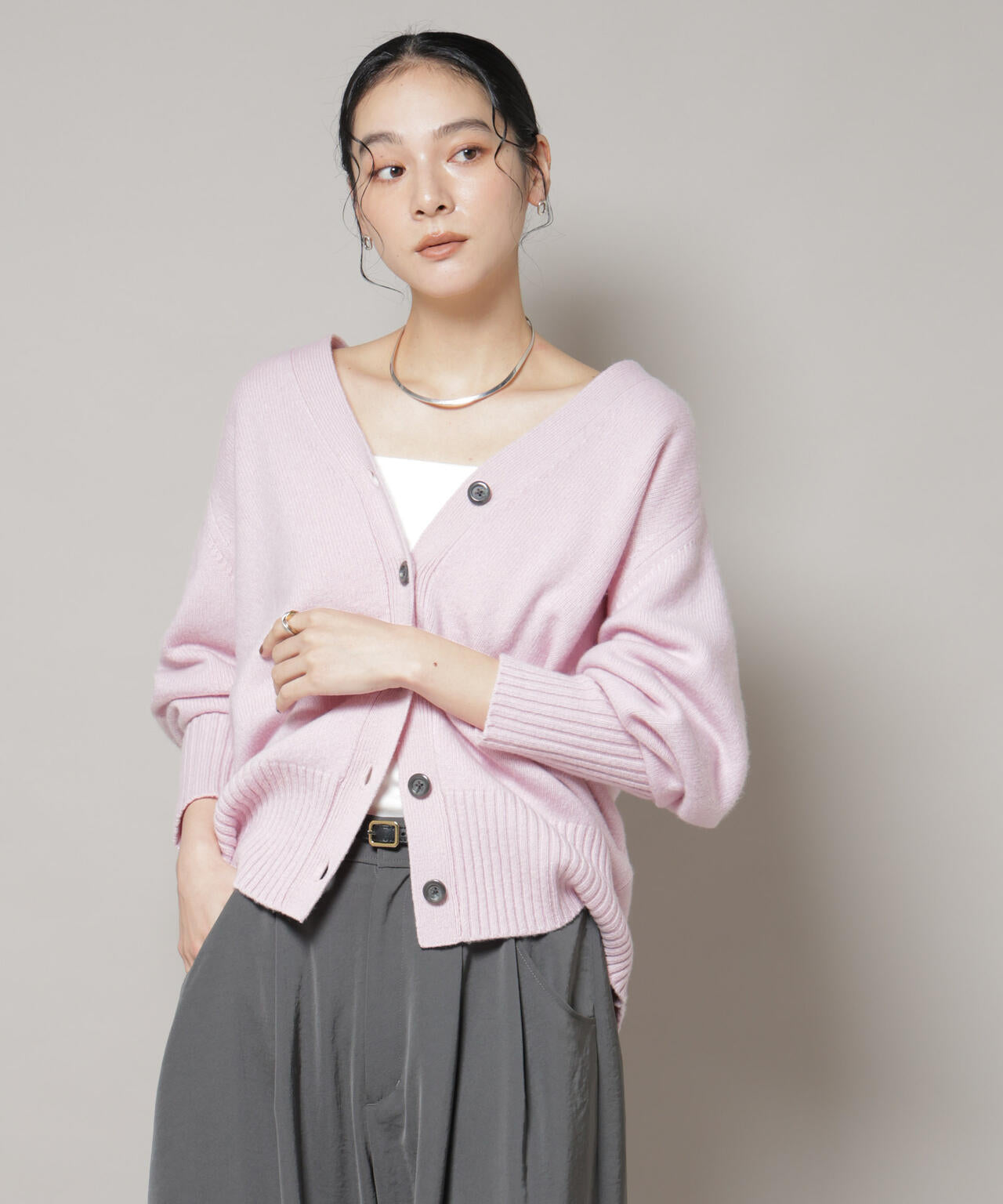 AQUAウールカシミヤVネックカーディガン | NANO universe（ナノ