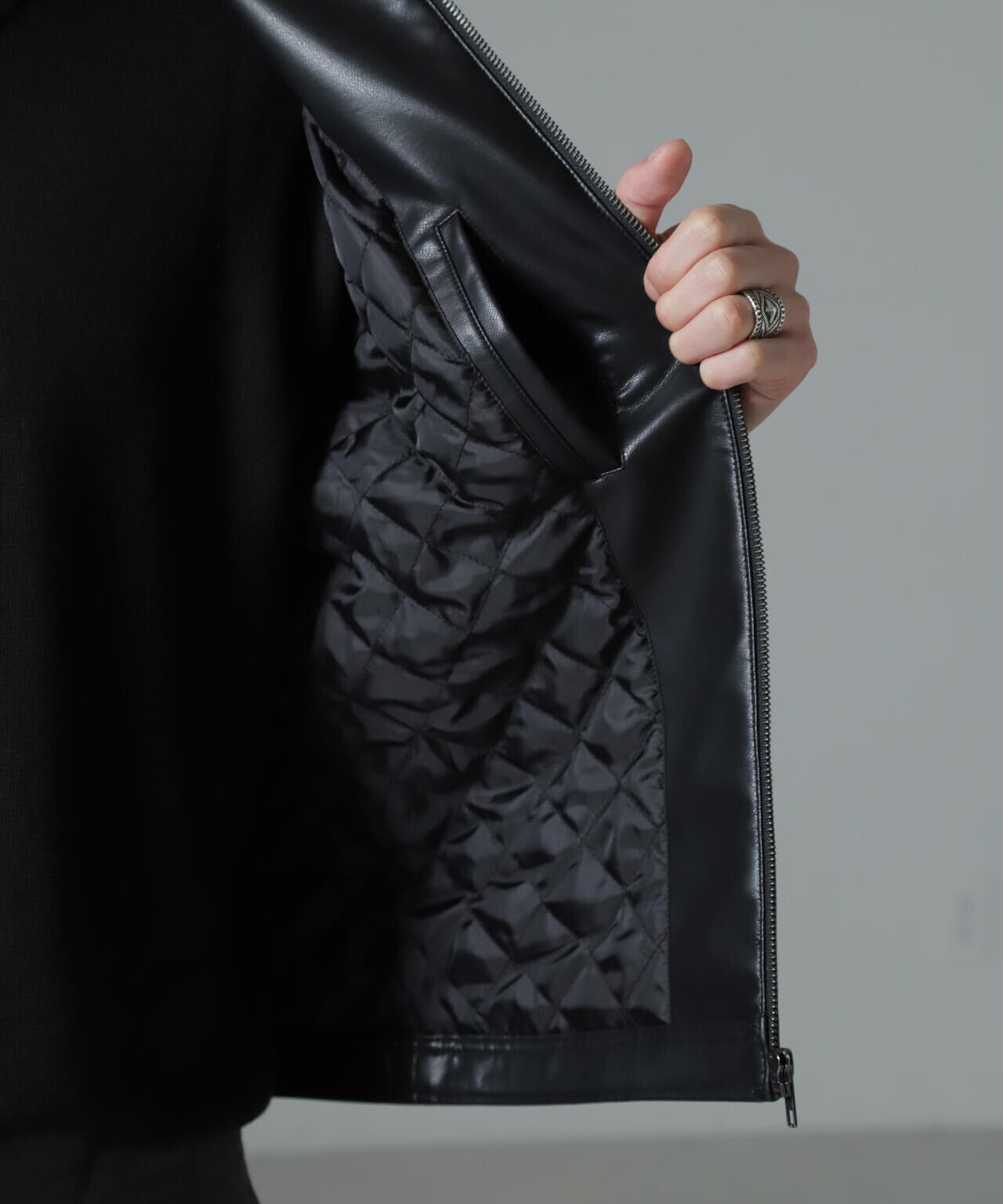 フェイクレザーシングルライダースジャケット | NANO universe（ナノ