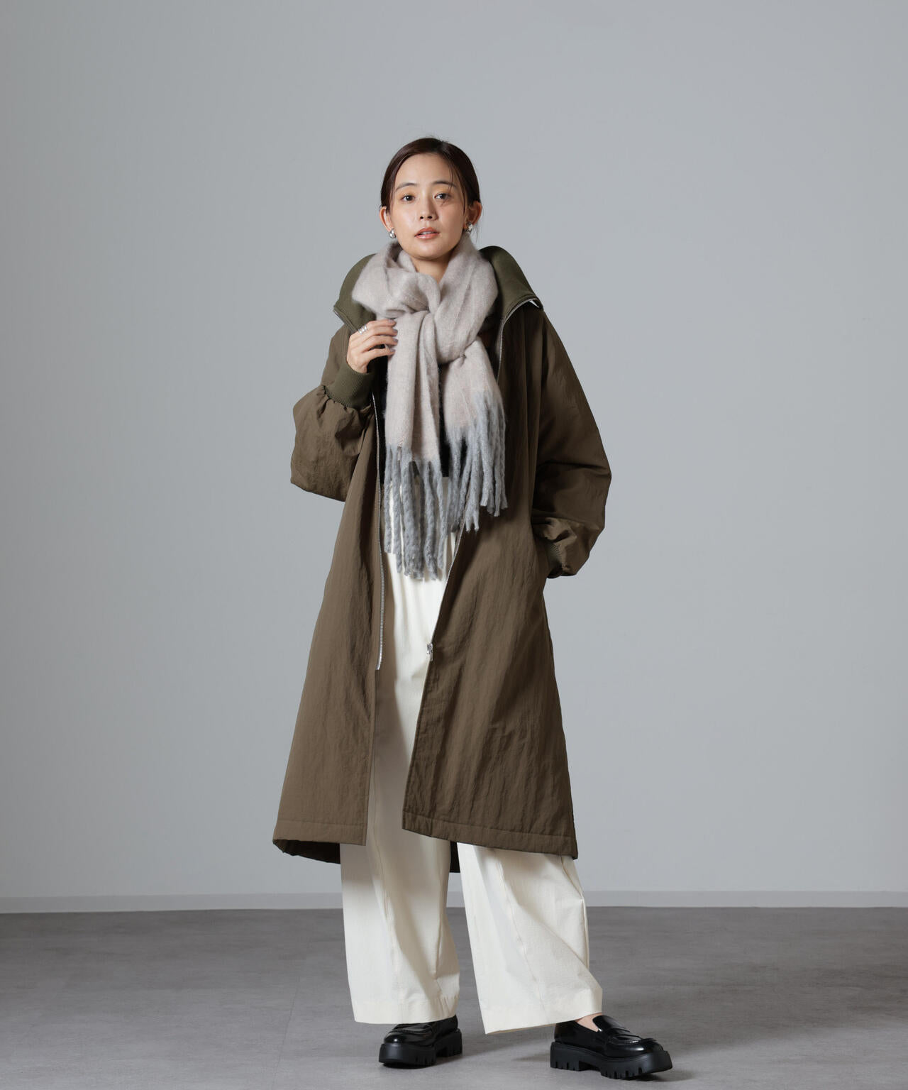 撥水加工・機能中綿 ジップアップリブロングコート | NANO universe