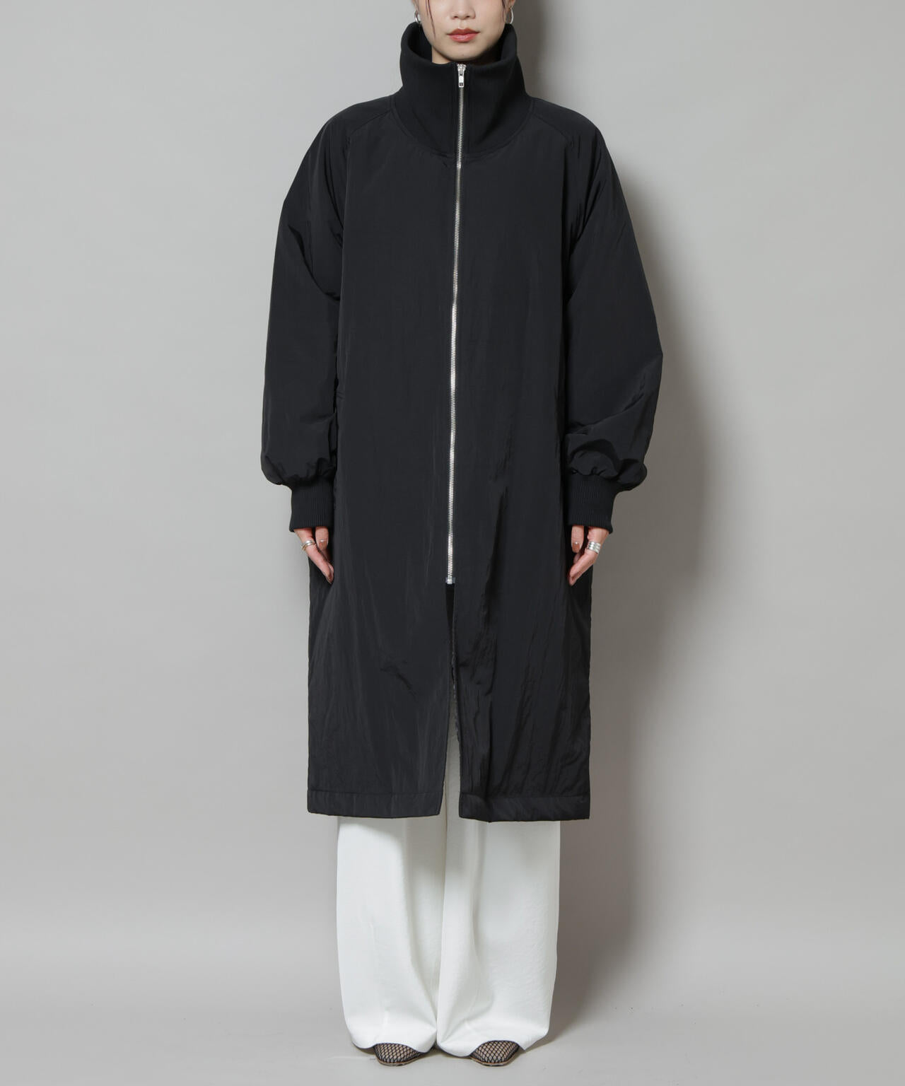 撥水加工・機能中綿 ジップアップリブロングコート | NANO universe