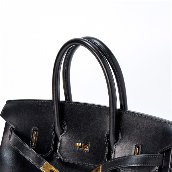 HERMES バーキン 35 2002年 □F ハンドバッグ ノワール ゴールド
