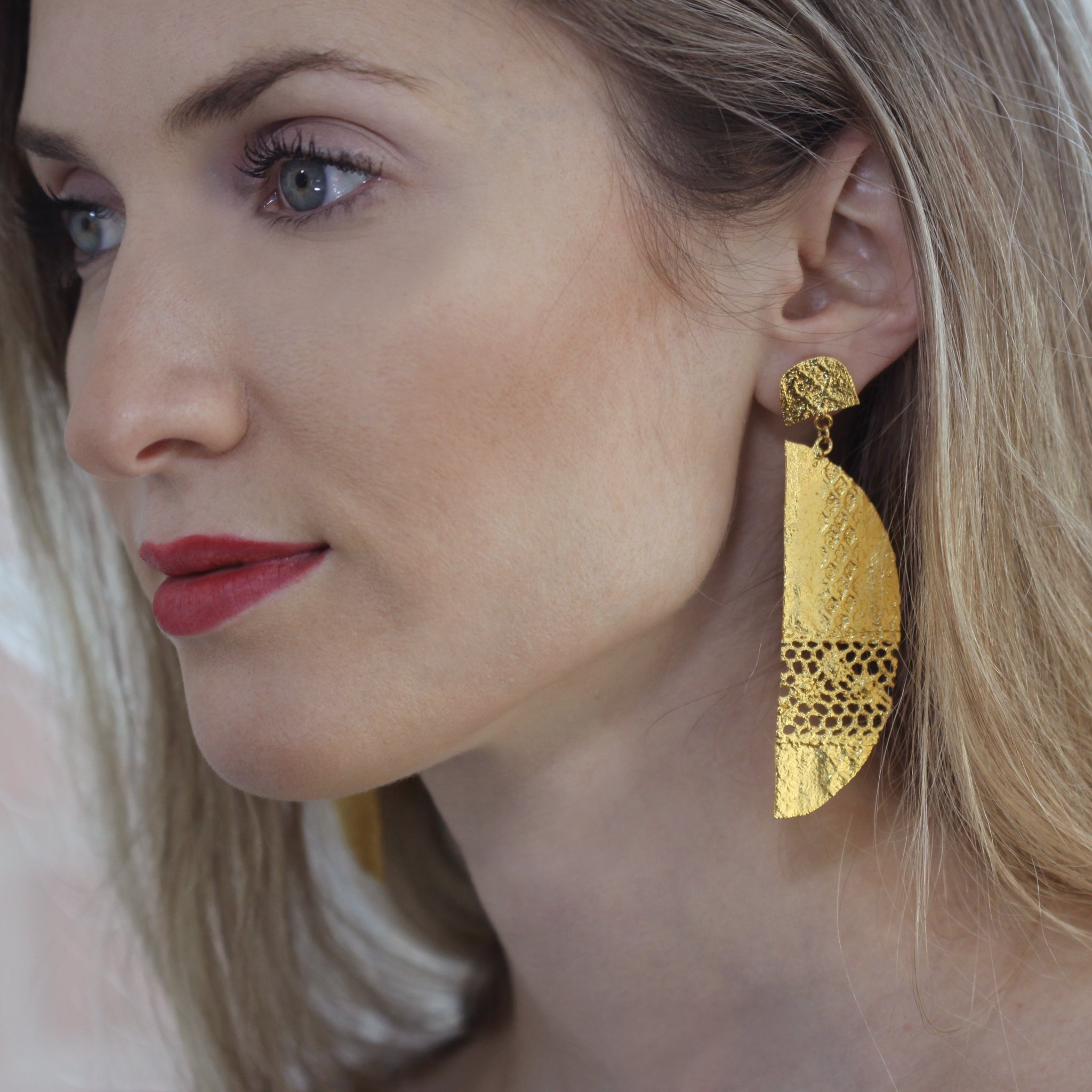 Danitza Statement Half-Moon Lace Earrings - Monika Knutsson