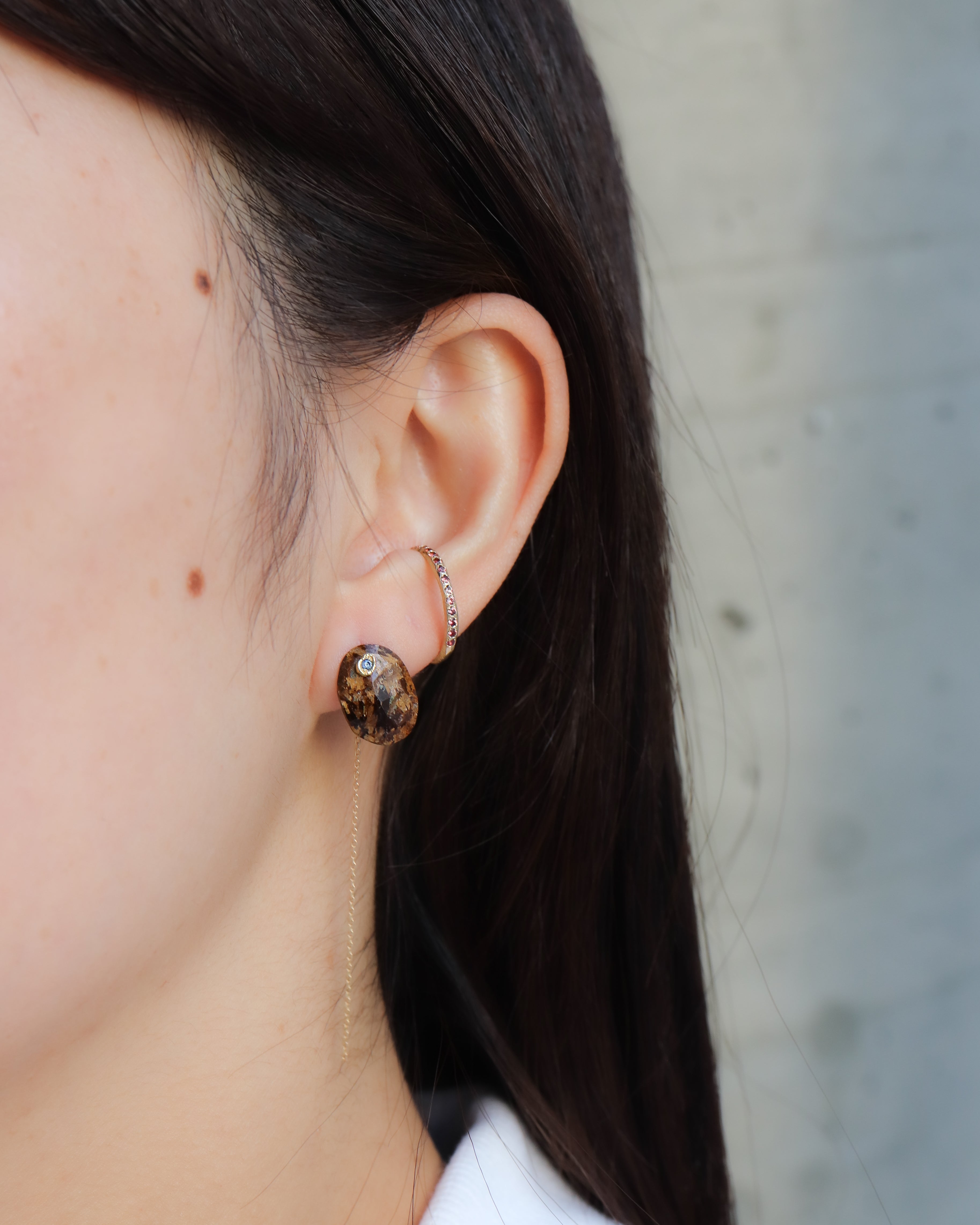 Flat Pierced Earring - Goldenoxideon - – MONAKA jewellery