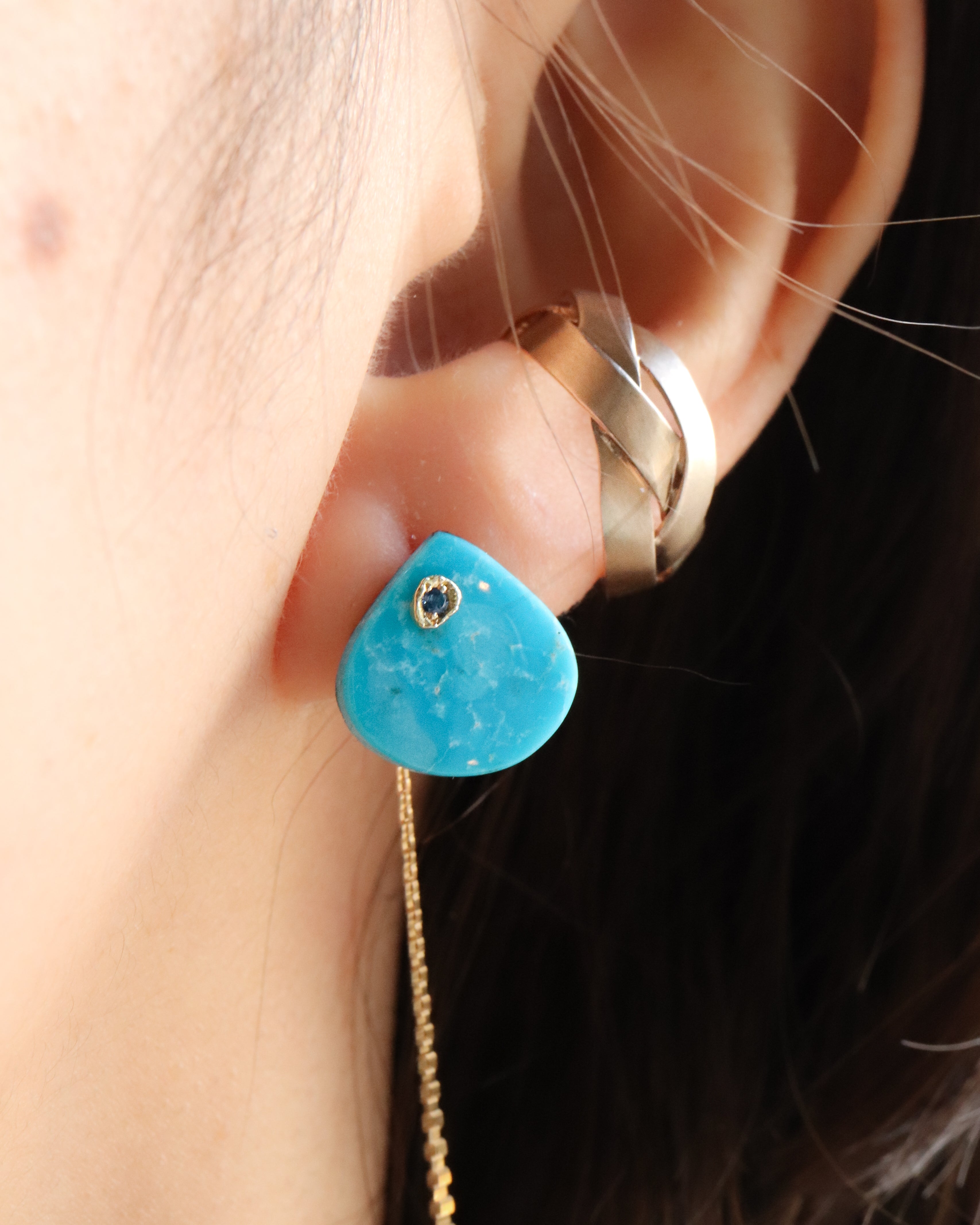Flat Pierced Earring - Turquoise - – MONAKA jewellery