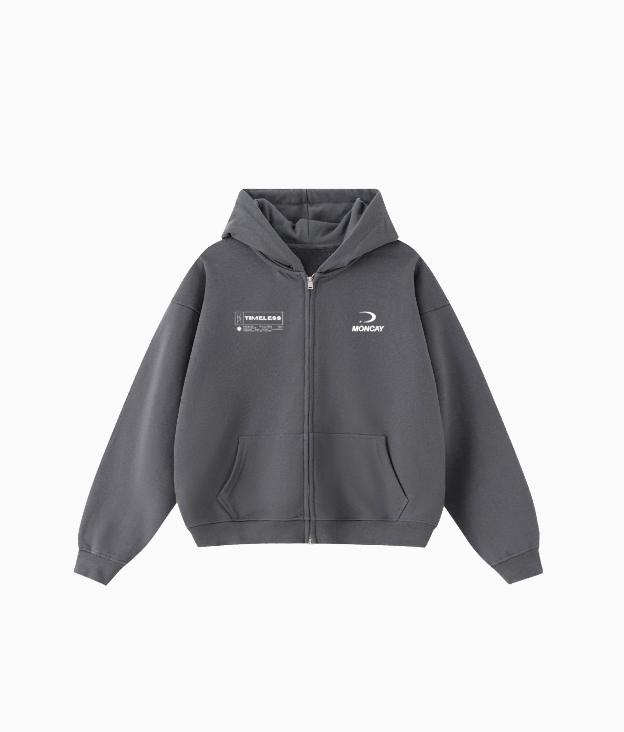 TIMELESS CHARCOAL GREY FULL ZIP HOODIE – MONCAY