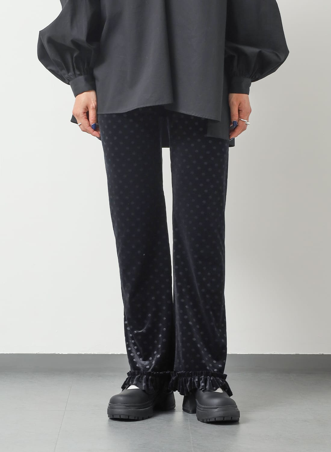 FRILL HEM PANTS - VELOUR|フリルヘムパンツ - ベロアフリルヘムパンツ