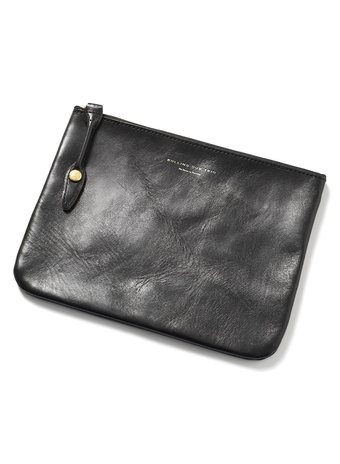 SQUARE ZIP AND SNAP POUCH -LEATHER-|スクウェアジップ アンド