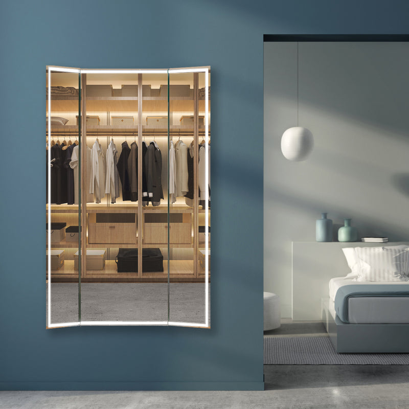 Celestia Lighted Full-Length Trifold Vanity Mirror | Modern Mirrors