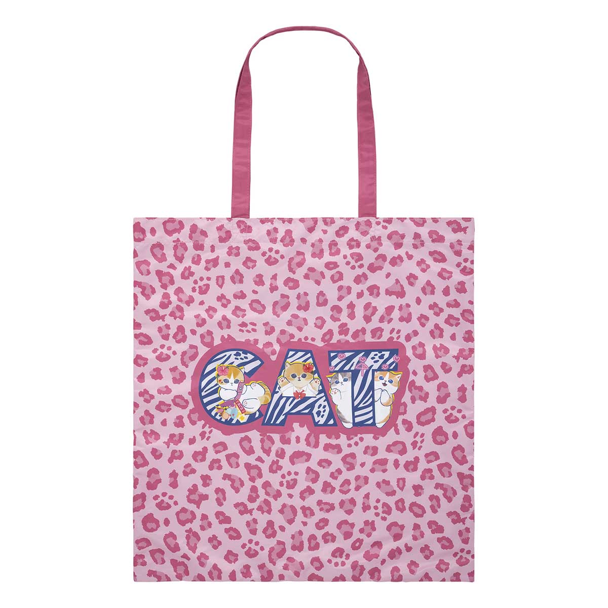 mofusand ぎゃるにゃん ポケッタブルフラットエコバッグ(ピンク豹柄