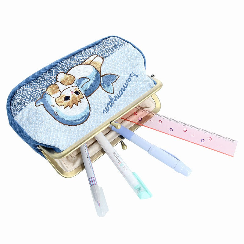 mofusand 畳刺繍がま口ポーチ(サメにゃん) | mofusandもふもふマーケット