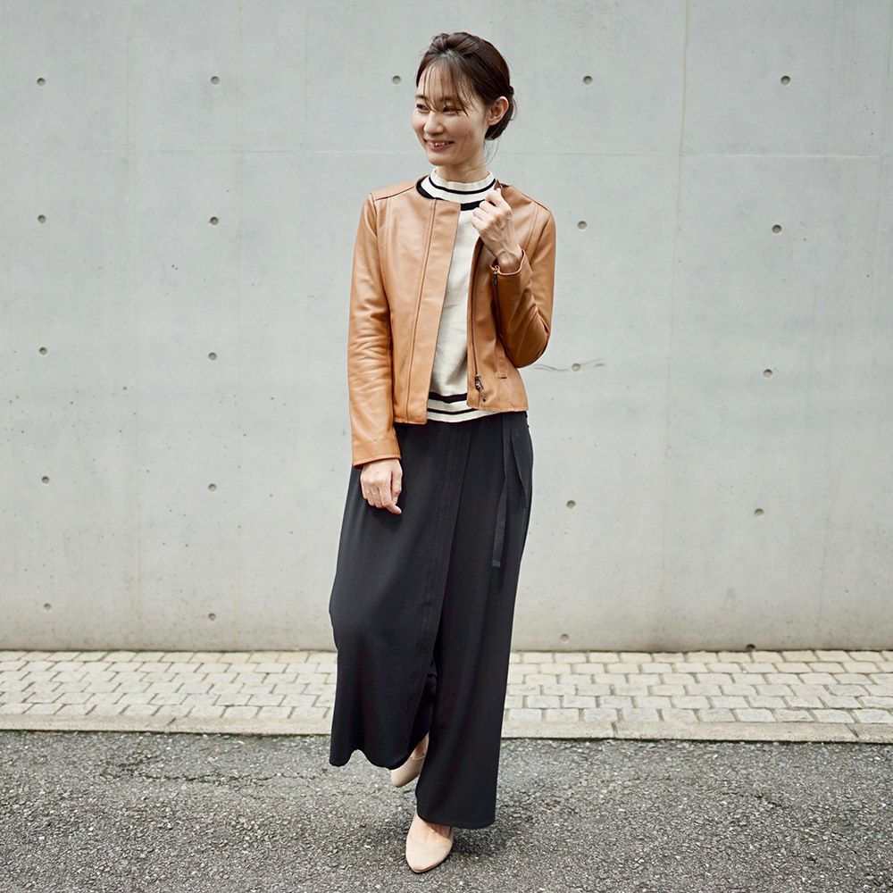 ラムレザー ノーカラージャケットブルゾン(ブラック) | もりのがっこう公式