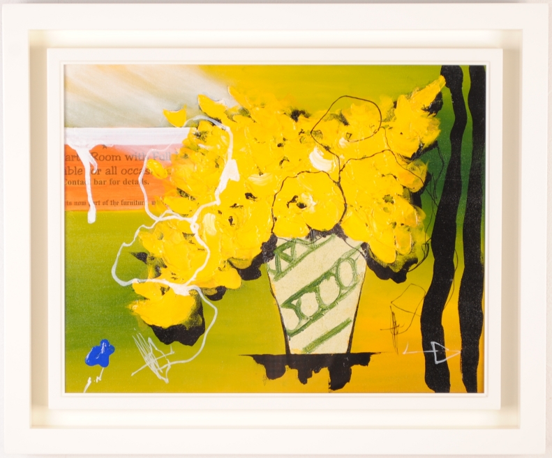 油絵の絵画で西原正一が描いた花の油絵「黄色い薔薇・3」を購入