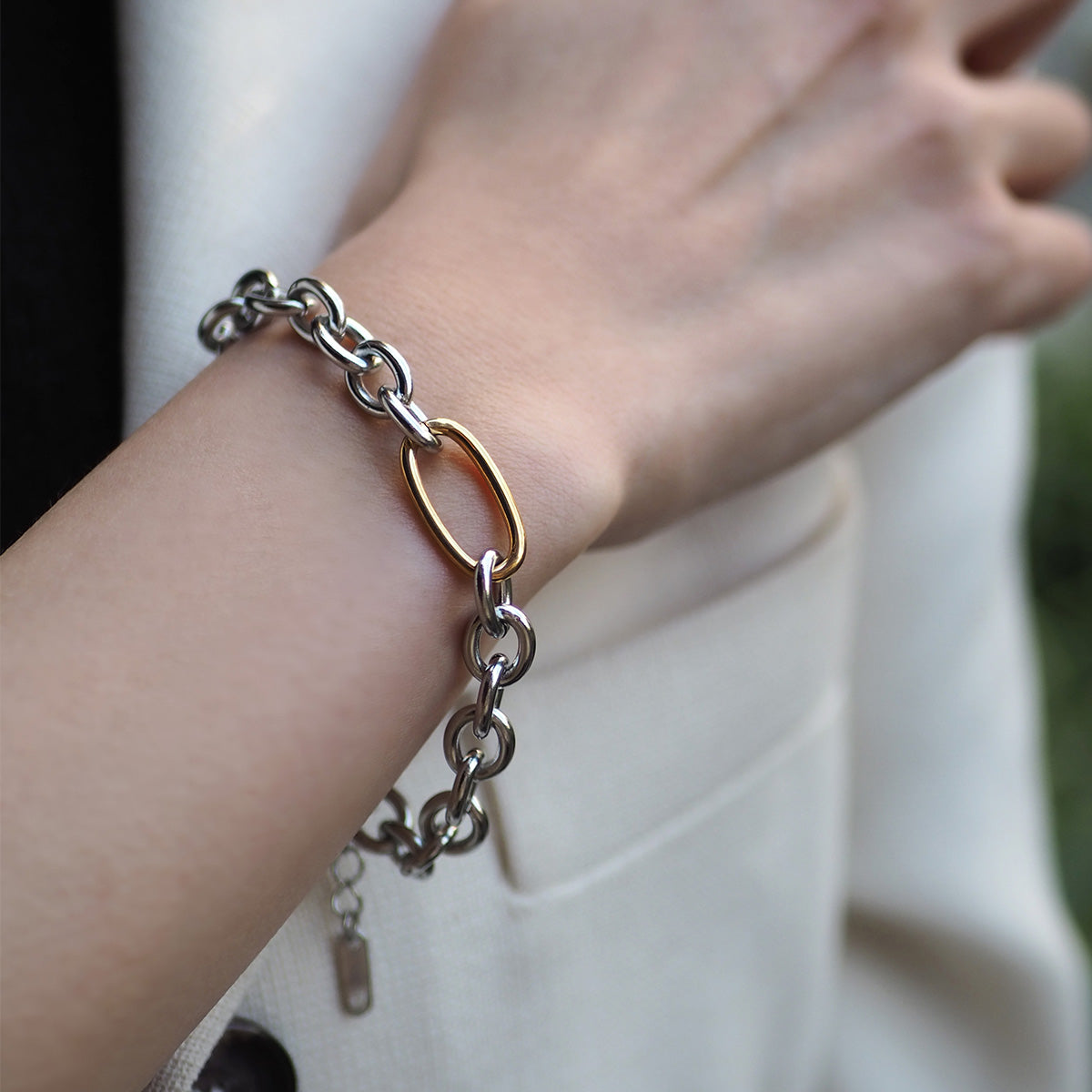 316L バイカラーチェーンブレスレット