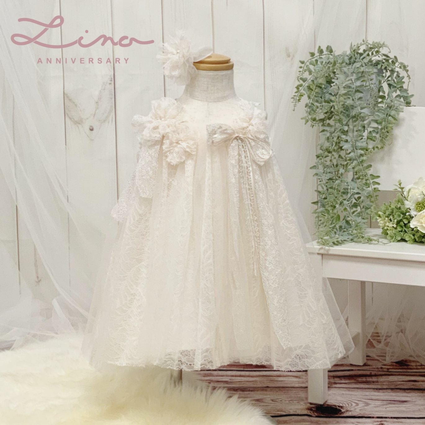 ✴︎美品✴︎ DRESCCO ベビードレス&ボレロ 80cm(2号)ホワイト ベビードレス|ベビードレスならベビードレスココア＋ボレロ(2点セット)