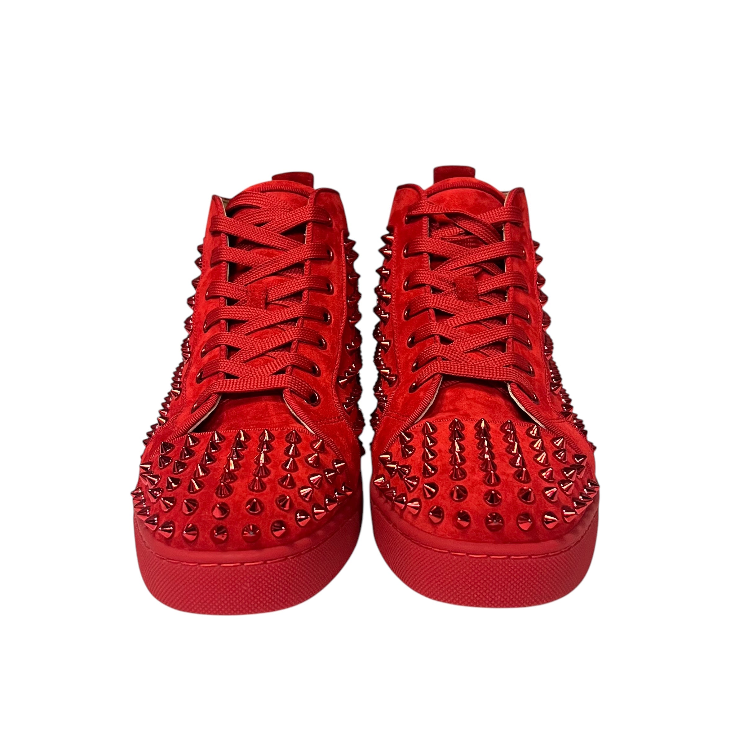 CHRISTIAN LOUBOUTIN Louis Orlato Spike Hi Top Sneakers in Red | 43
