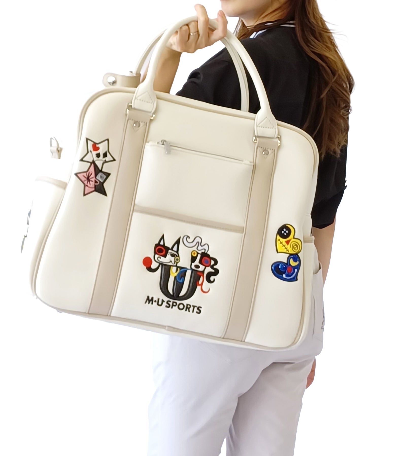 ポップアートカラフルパッチワーク刺繍ボストンバッグ – M・U SPORTS