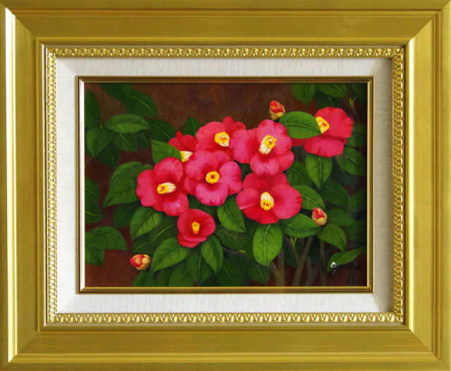 絵画専門店munay（ムナイ）・椿の絵・志村好子「椿」（赤色）F4