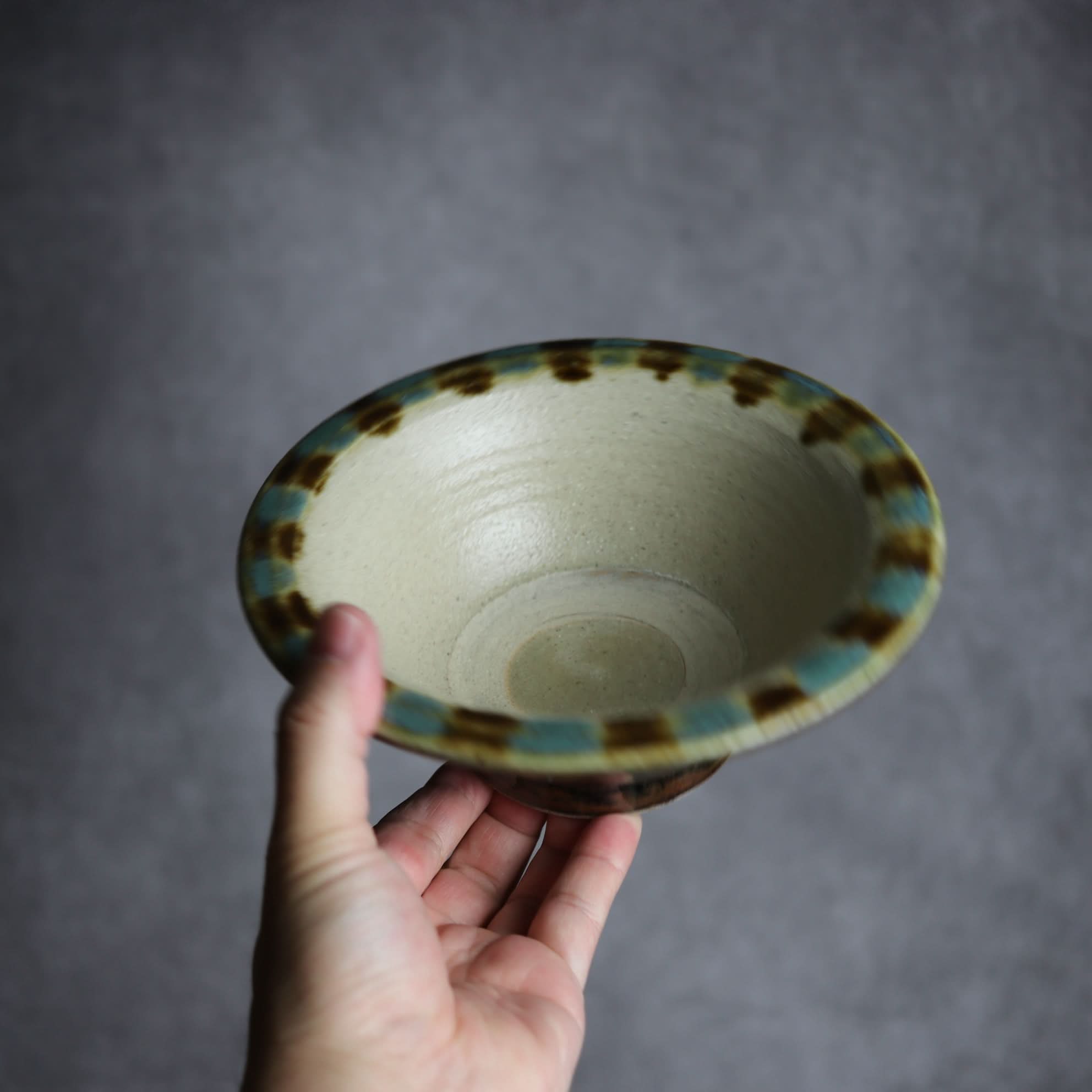 6寸ワンブー1 三彩 点打 やちむん 陶器 北窯 宮城正享工房｜北窯 宮城