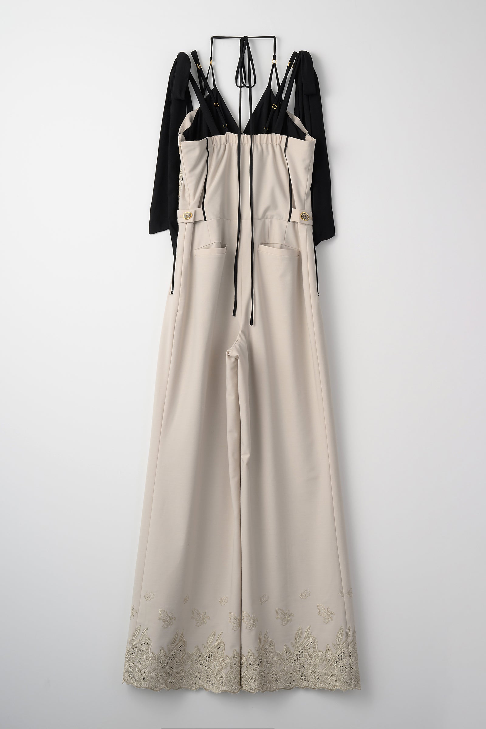 Morpho embroidery overalls (Ivory)