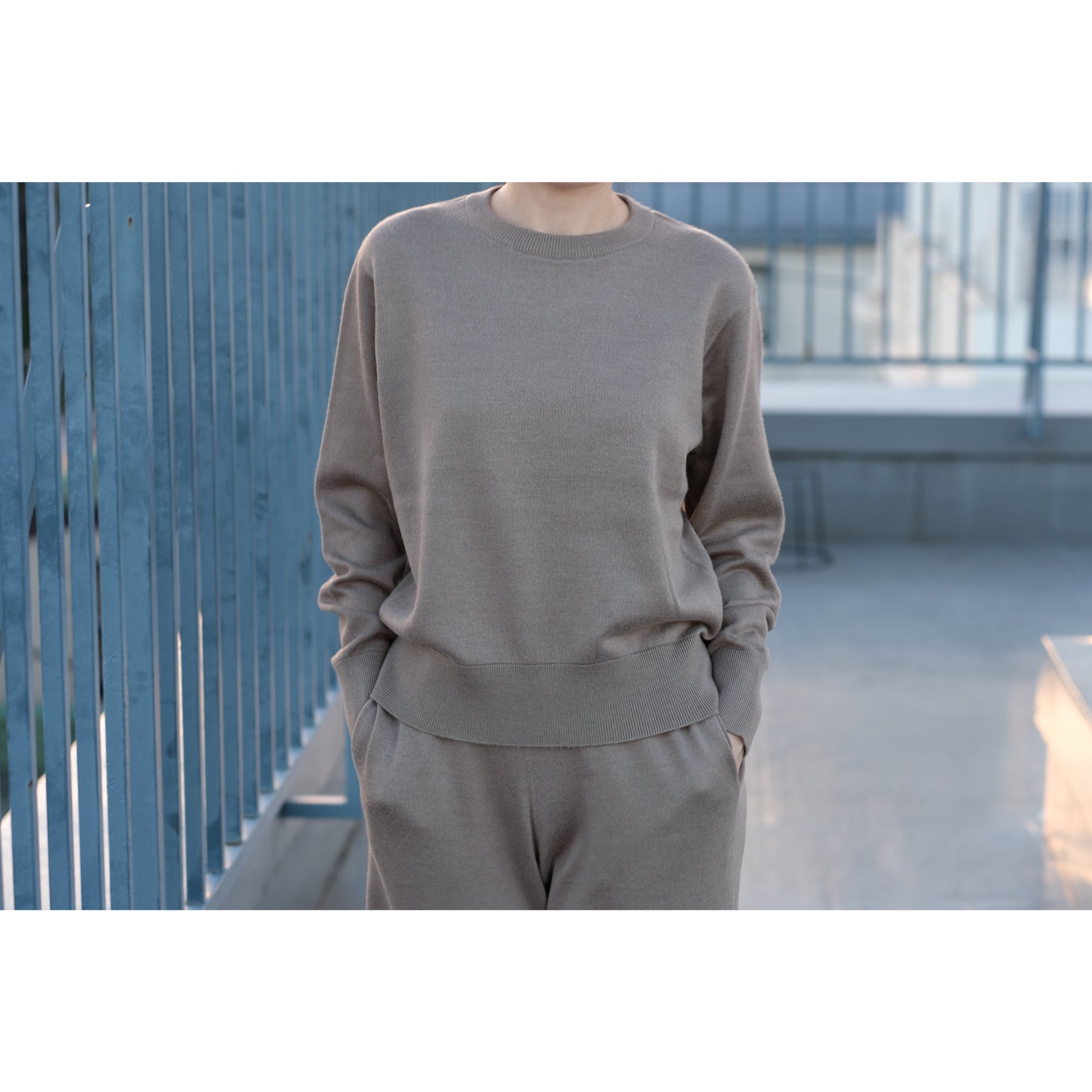 起毛シルクニット クルーネックプルオーバー, 2024年モデル, グレージュ