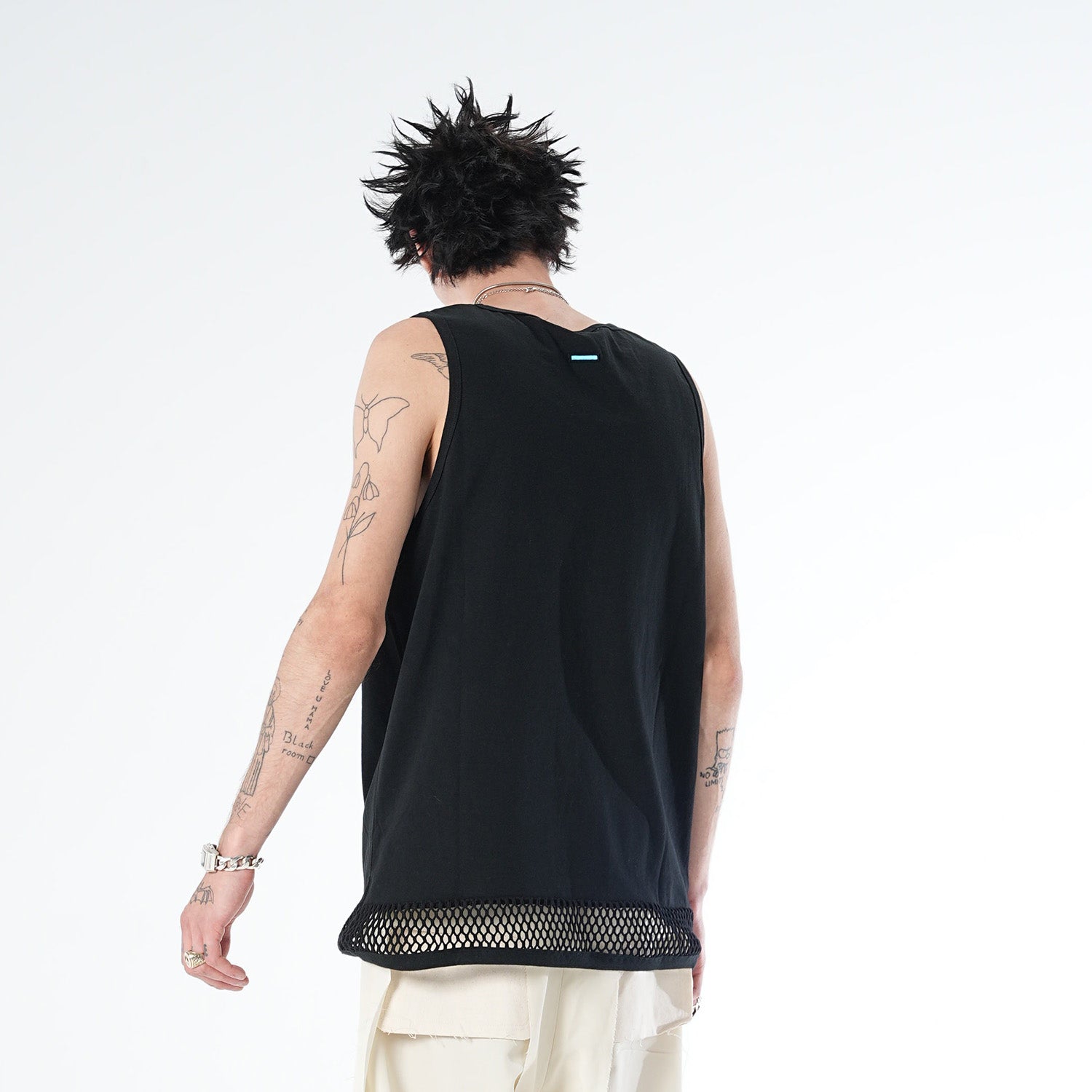 MUZE TURQUOISE LABEL - HEM MESH TANK TOP(BLACK) ミューズ タンク