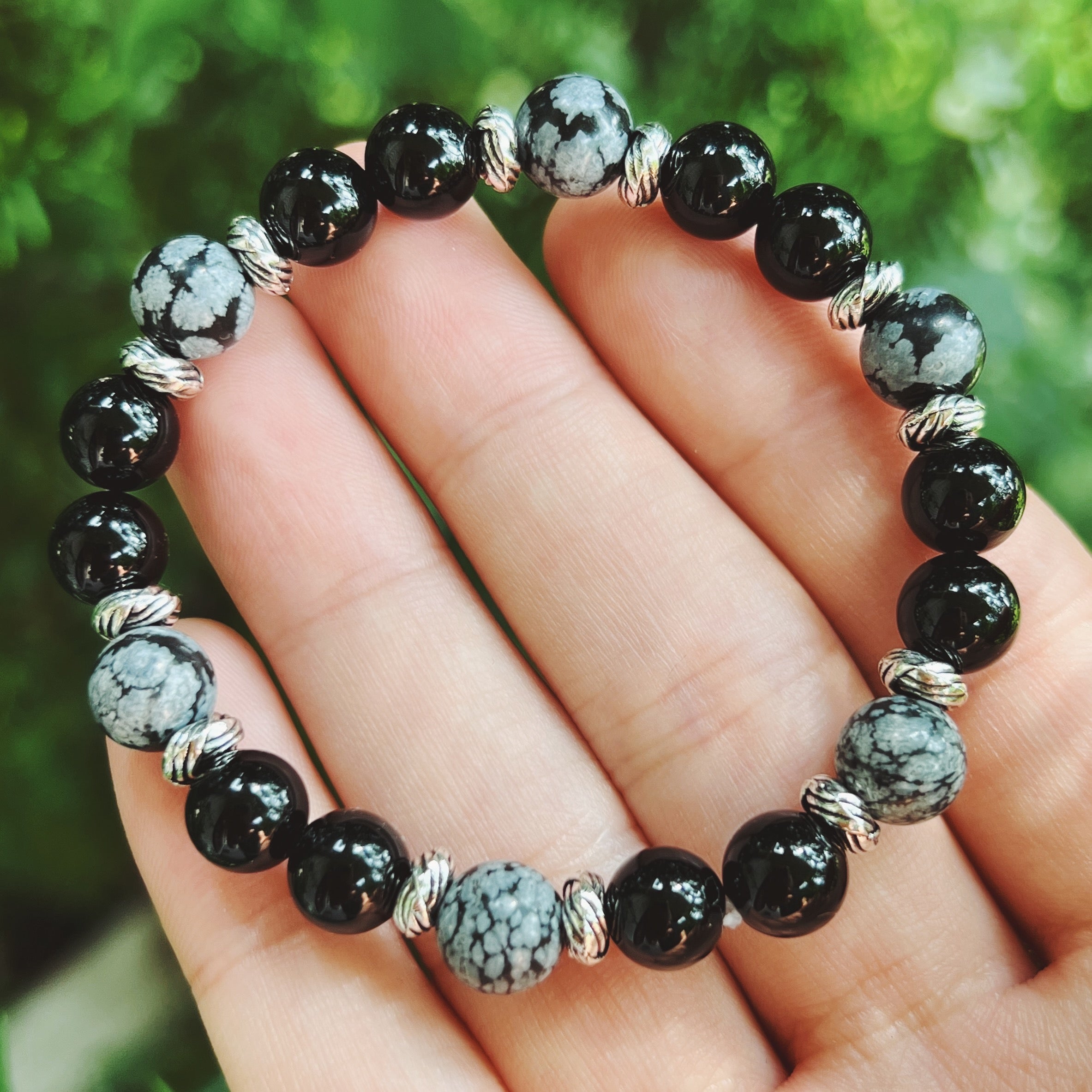 Black Onyx & Snowflake Obsidian Bracelet – my crystal earth
