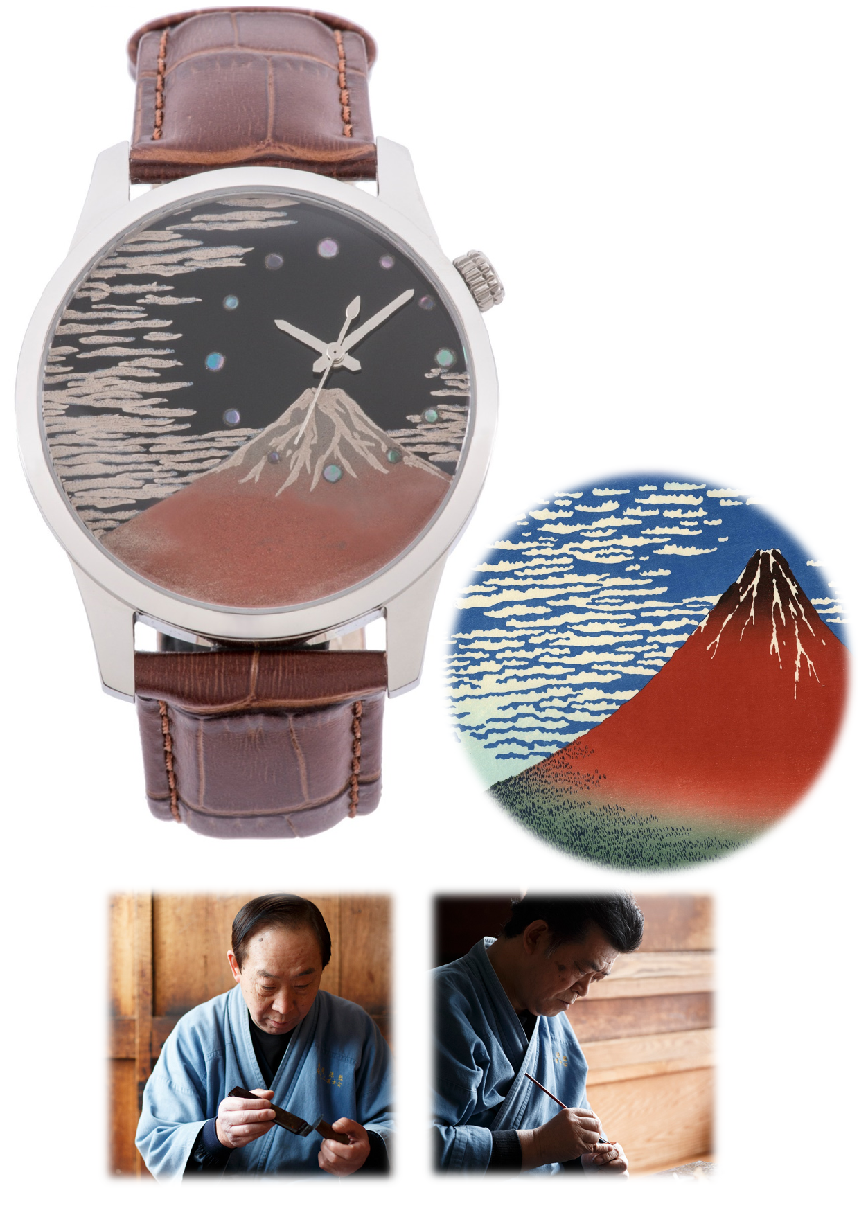 Hokusai Great Wave off Kanagawa Watch MAKIE Japanese Lacquer Art