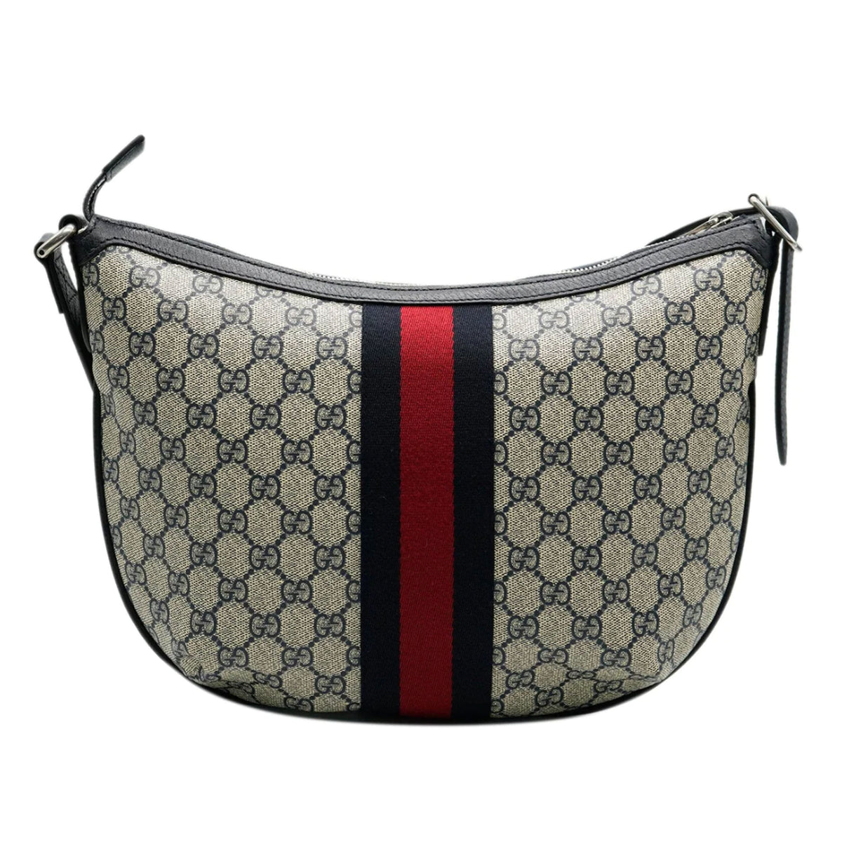 Gucci Navy GG Supreme Canvas Small Ophidia Half Moon Hobo