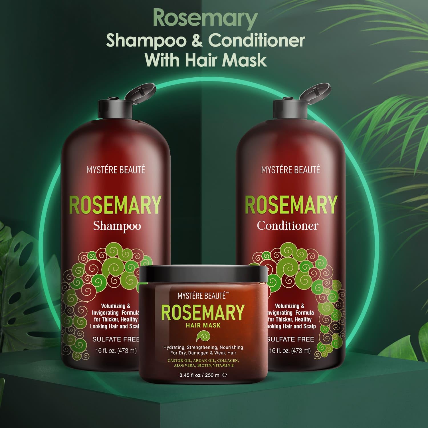 Rosemary Shampoo and Conditioner Set 16 fl oz Each Plus Hair Mask