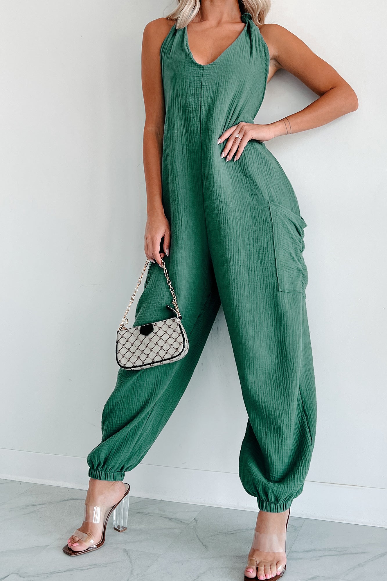 Lockwood Wasabi Mint Halter Jumpsuit (Green) · NanaMacs