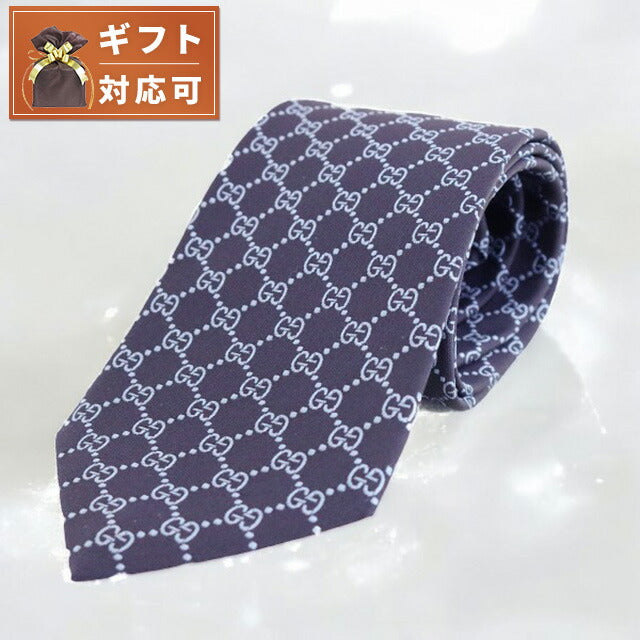 グッチ GUCCI ネクタイ メンズ 456524 4B002 4069 ネイビー GGパターン