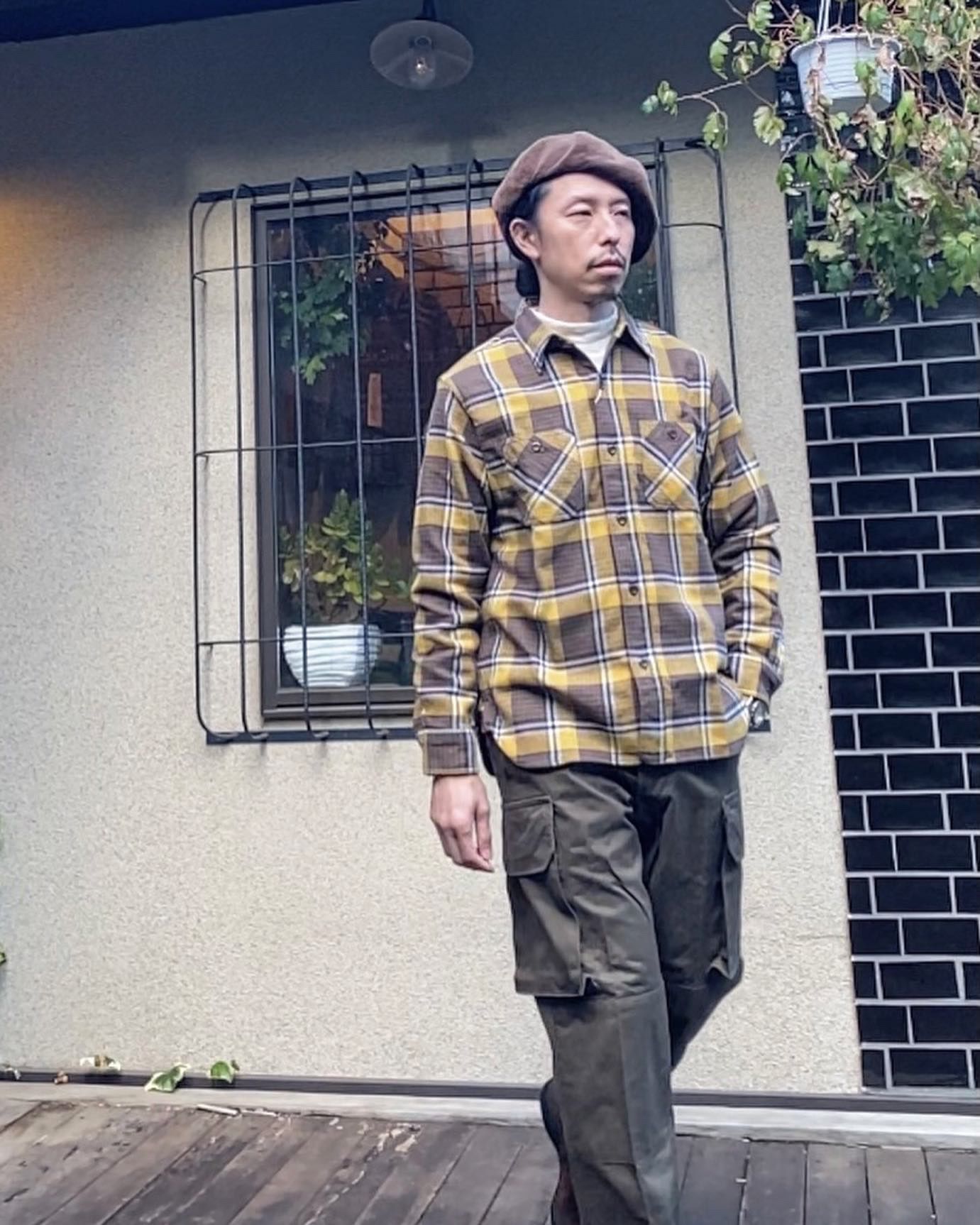 SUGAR CANE - TWILL CHECK L/S WORK SHIRT / ヘビーネルワークシャツ