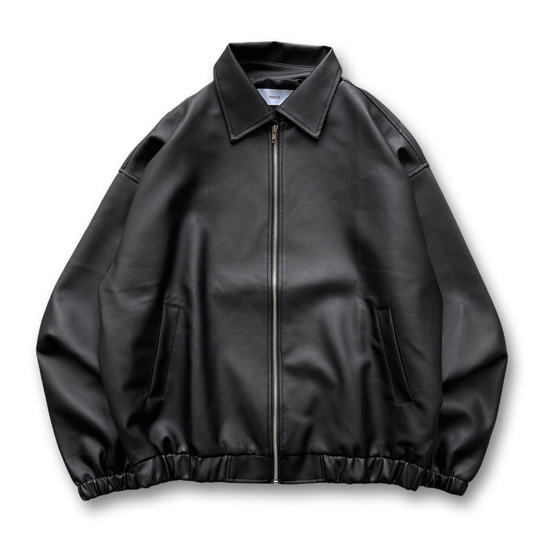 standard fake leather blouson / black（スタンダード フェイク