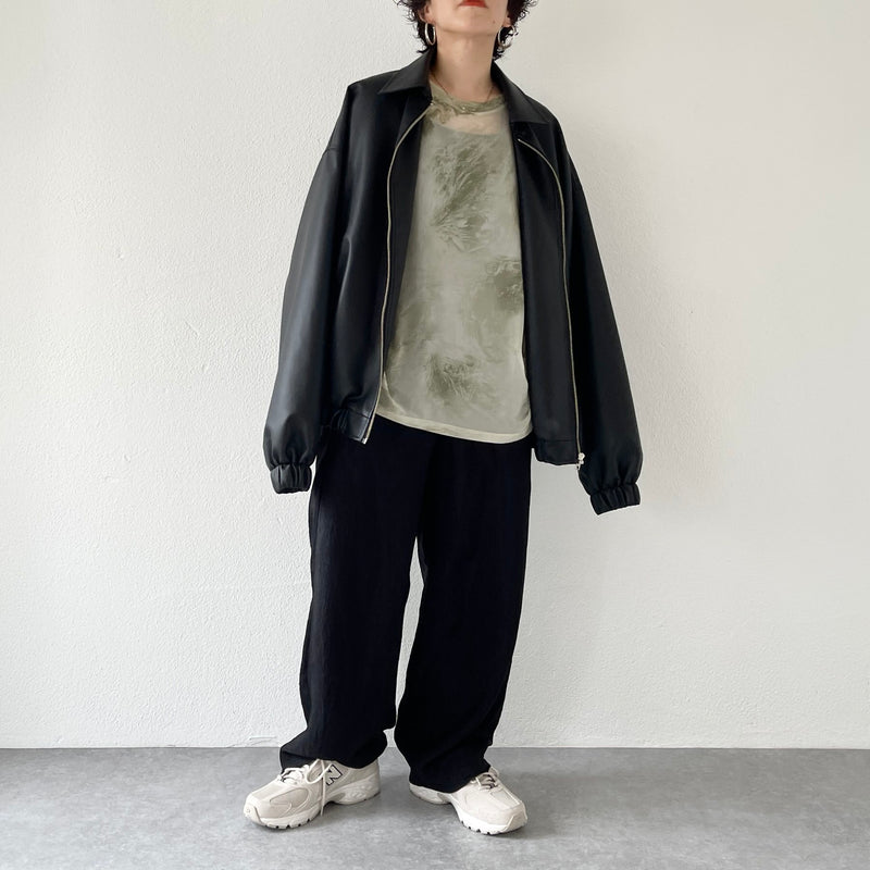 standard fake leather blouson / black（スタンダード フェイク