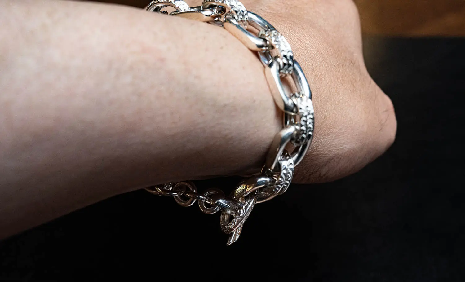 HIDEO MOTOIKE K18メタル付ウエダハンドメイドチェーンブレスレット