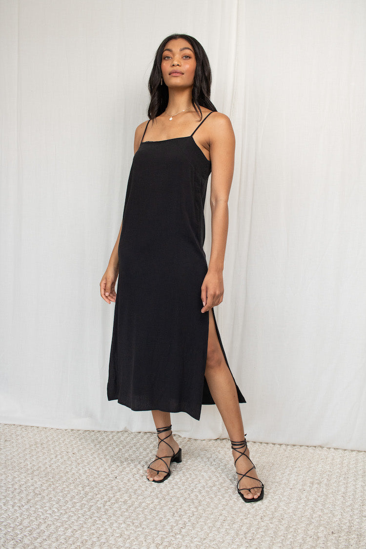 Easy Tank Dress - Tencel Viscose - Black – Natalie Busby