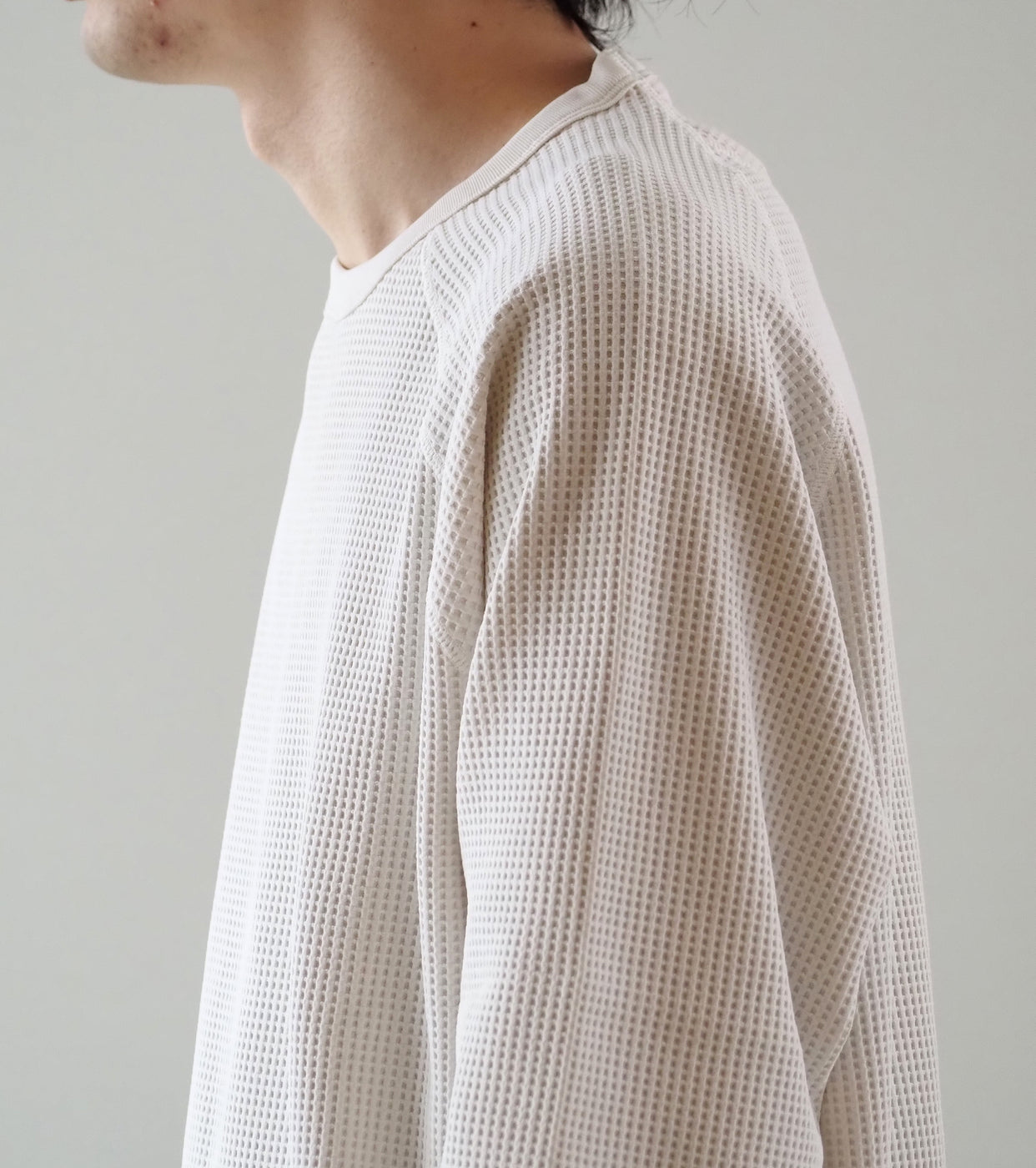 Goldwin ワッフルライトロングスリーブティーシャツ , Ivory – Navyblue