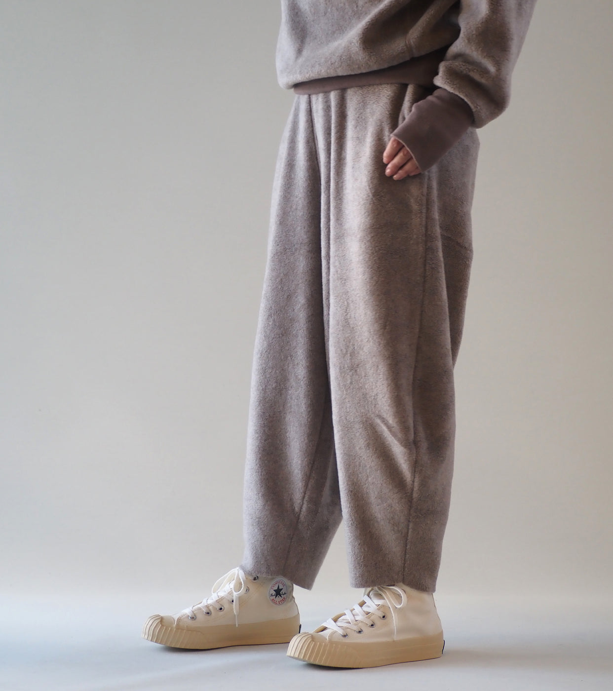 ALWEL フリース ペグ パンツ,Mocha – Navyblue